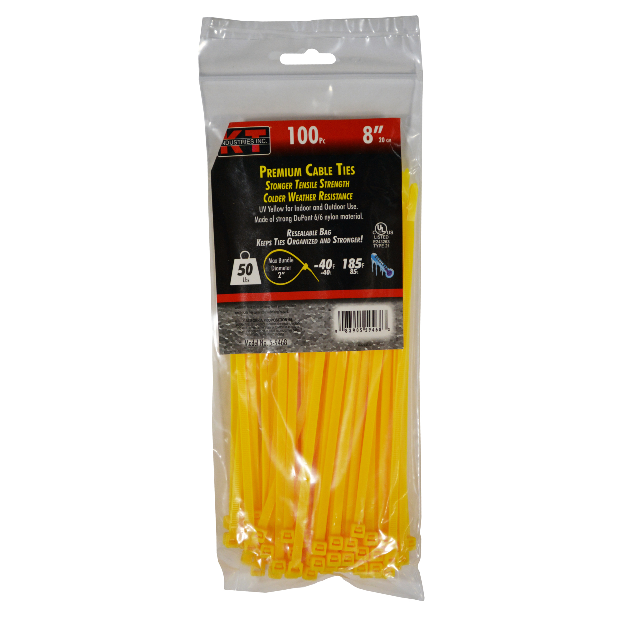 K-T Industries, 8" Yellow Standard Duty, 100/Pk, Model # 5-9468