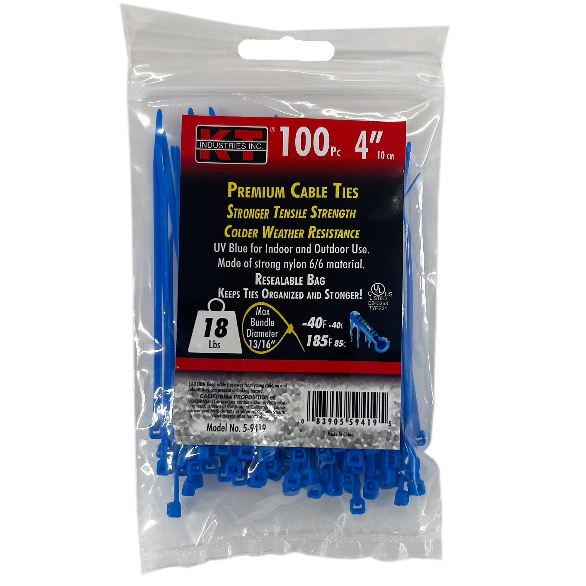 K-T Industries, 4" Blue Ultra Light Duty 100/Pk, Model # 5-9419