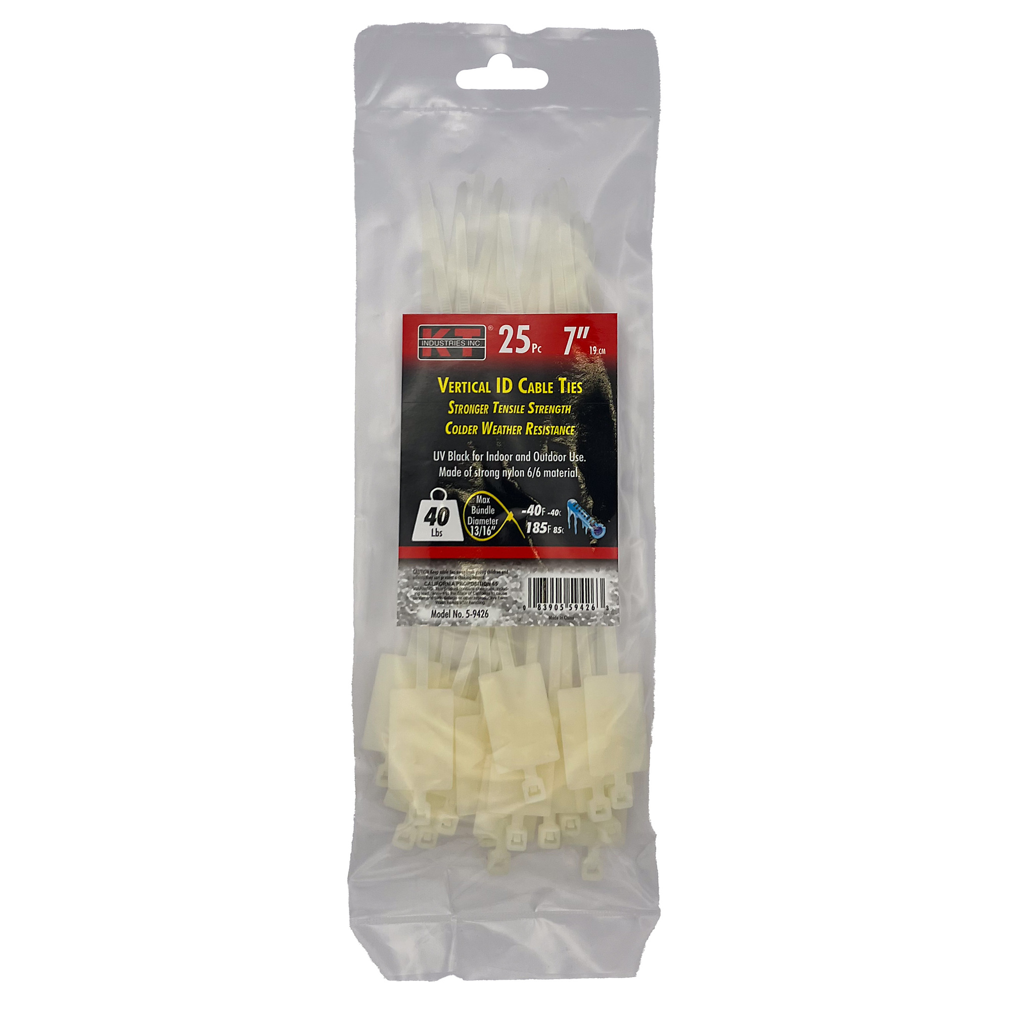 K-T Industries, 7" Vertical Id, Natural, 25/Pk, Model # 5-9426