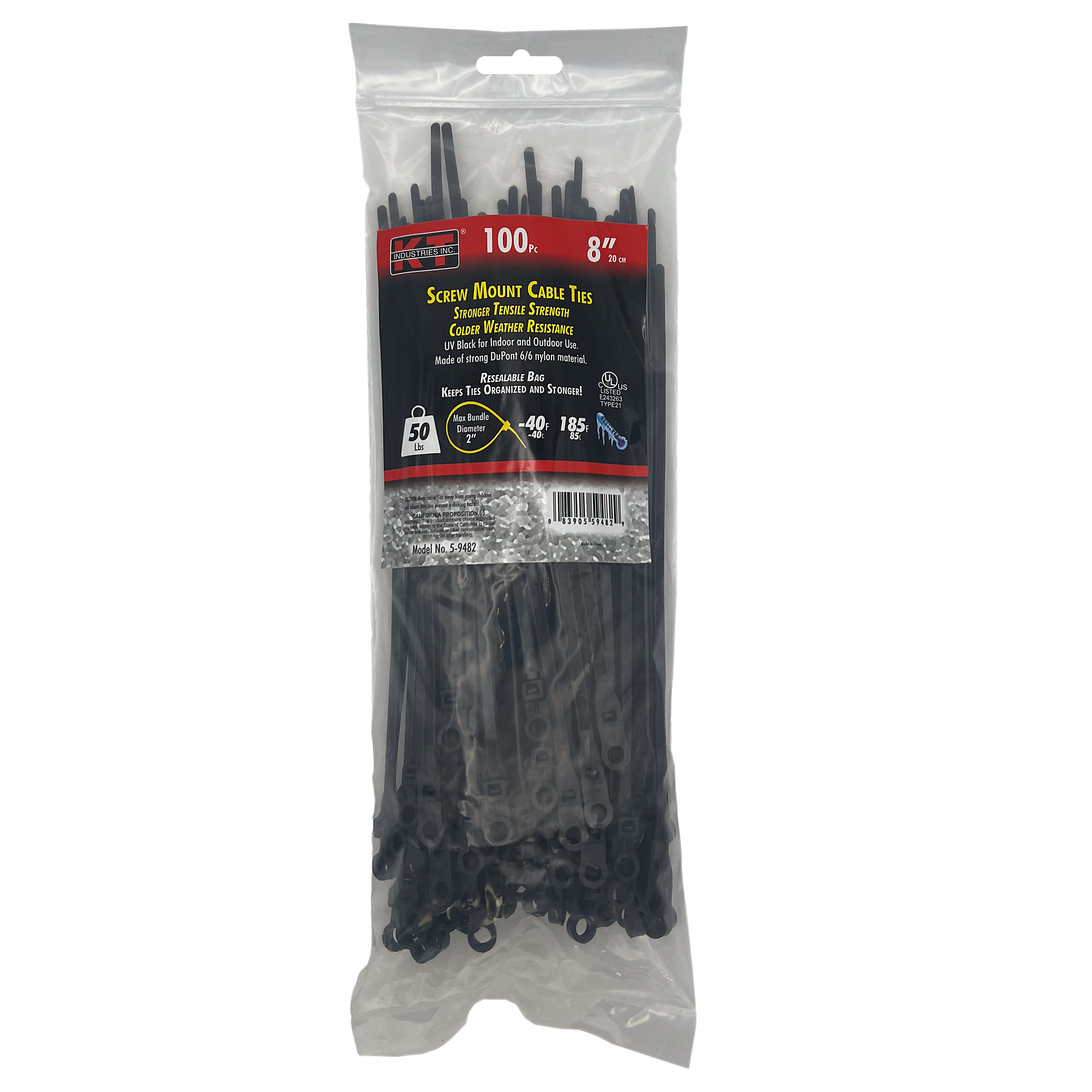 K-T Industries, 8" Sd Screw Mount, Uv Black, 100/Pk, Model # 5-9482