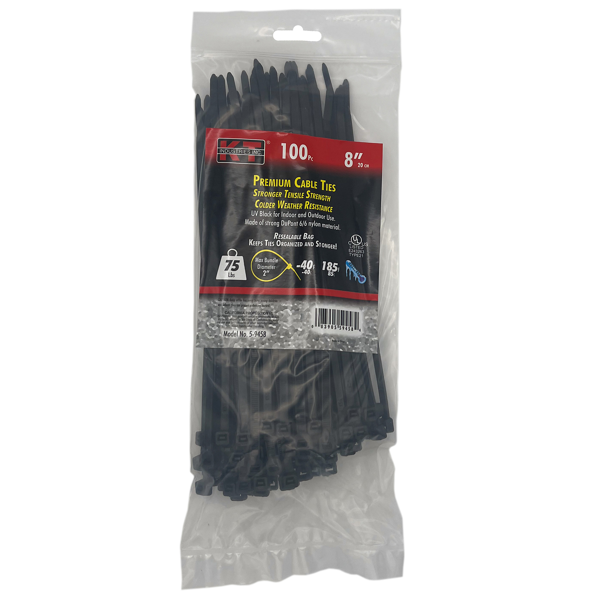 K-T Industries, 8" Standard Duty, Uv Black, 100/Pk, Model # 5-9458