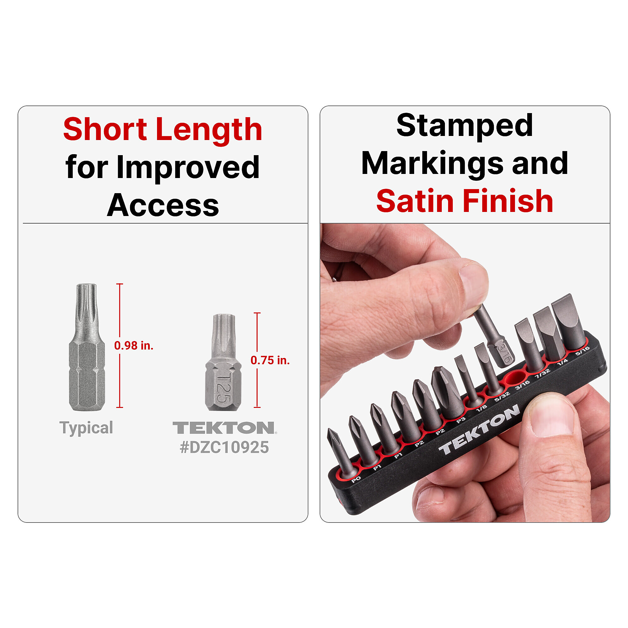 TEKTON Hex Insert Bit Set (0.75 Inch Length) with Rail, 12-Piece (1/16 ...