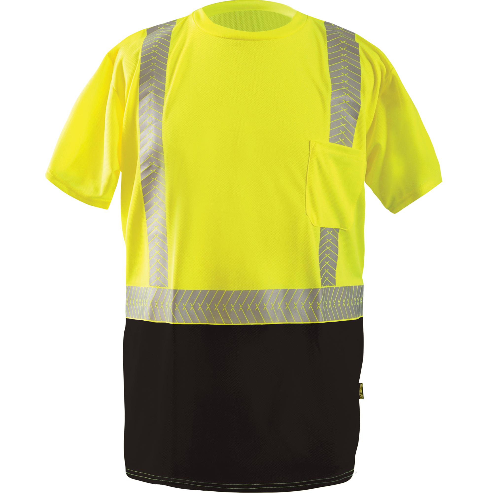 OccuNomix Shirt, SSleeve, Seg Tape, Blk-Btm Class 2, Y, XL
