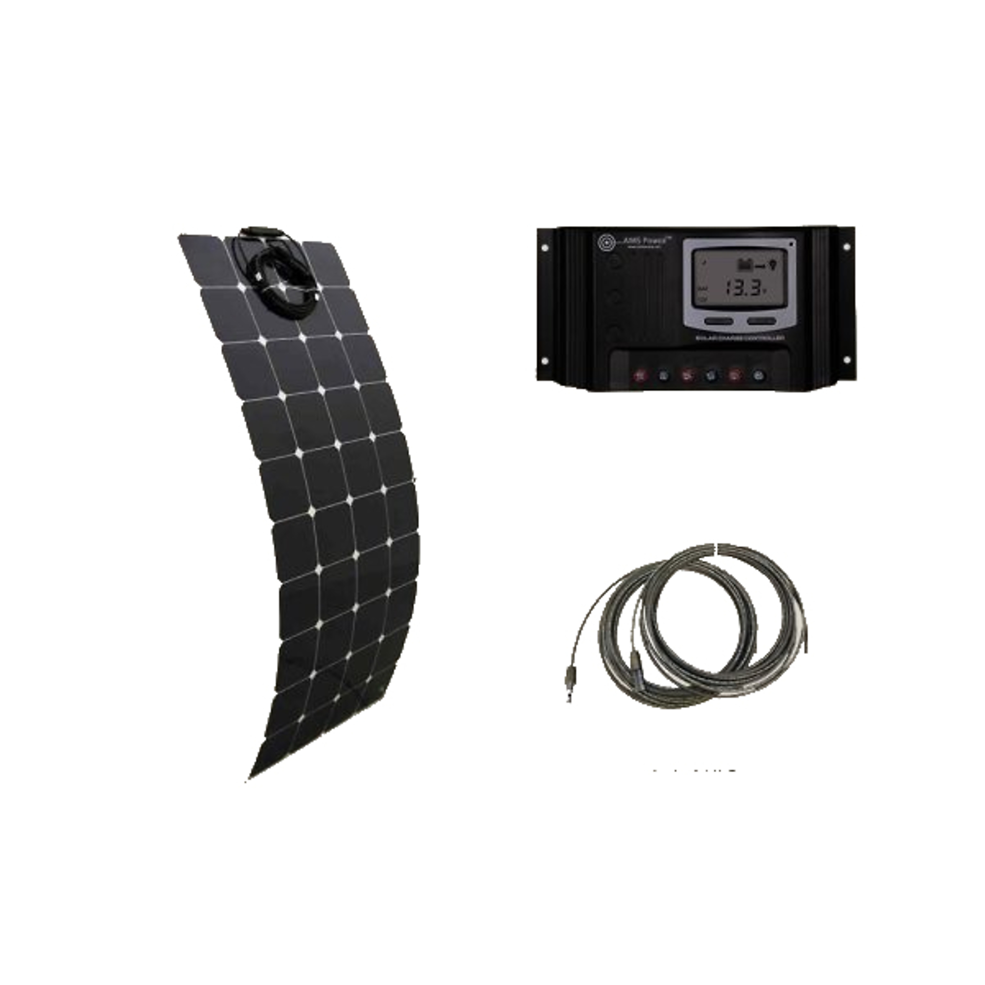 AIMS Power Solar 130 Watt Flexible Panel & Charge Controller Kit, Reliable Solar Charging for RVs and Mobile Setups, FCHORNET