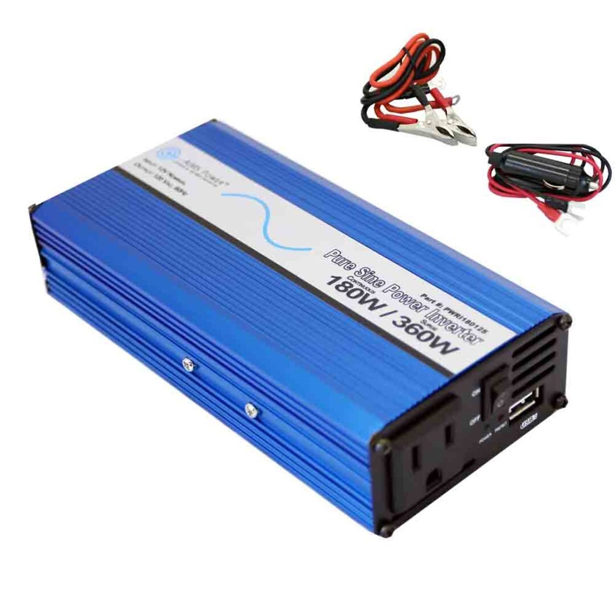 AIMS Power 180 Watt Pure Sine Power Inverter, USB Port, PWRI18012S