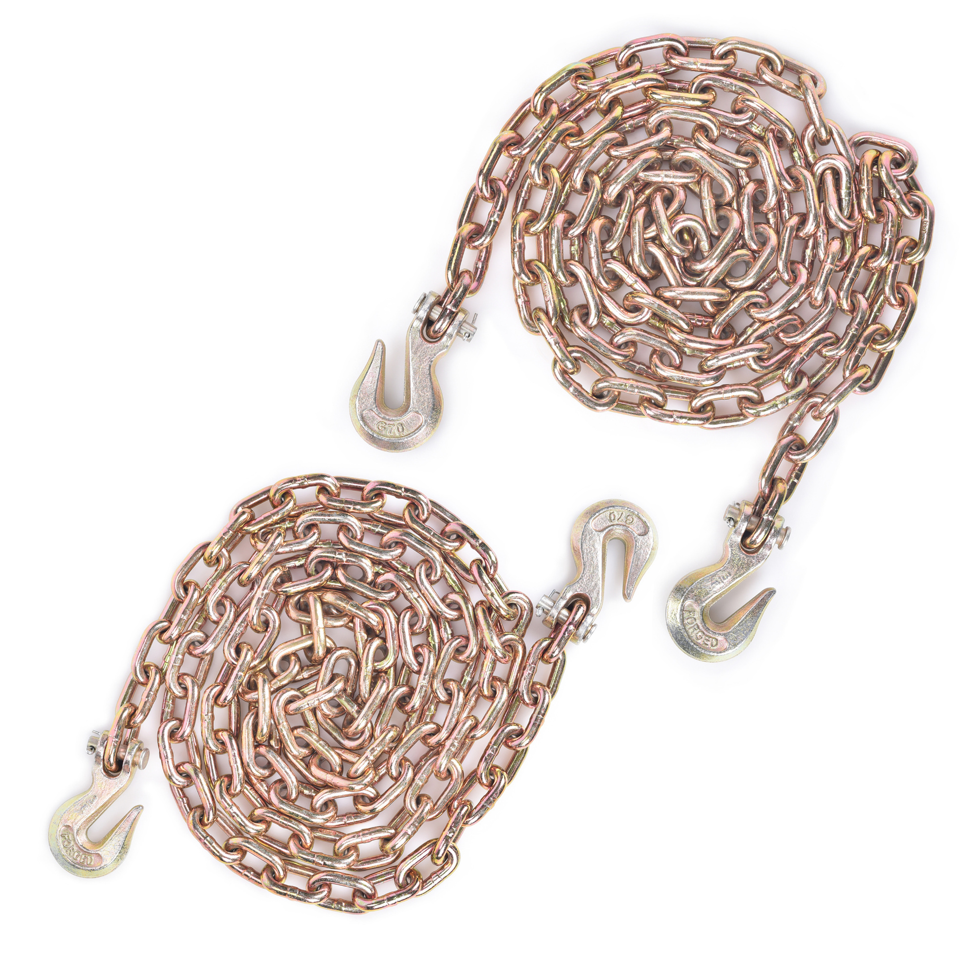 EISEN Transport Binding Chain, NACM Grade 70, 3/8 Inch x 10 Feet, 2-Pack with 3/8 Inch Clevis Hooks, Model EI020