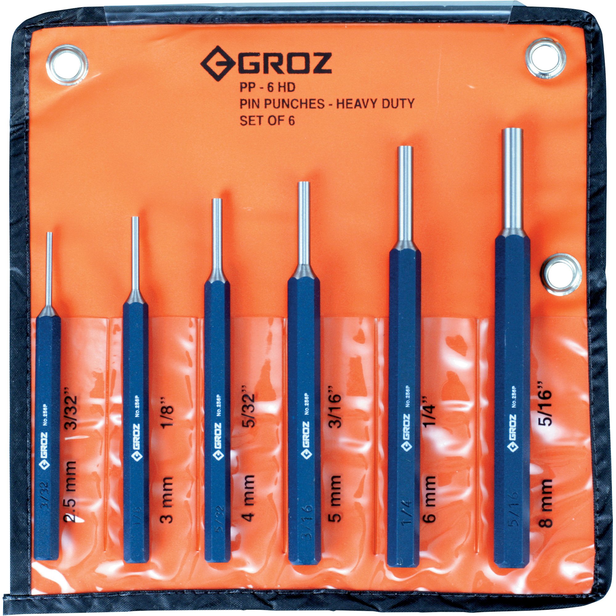 Groz 6Pc. HeavyDuty Carbon Steel Pin Punch Set — Model 25612 Northern Tool