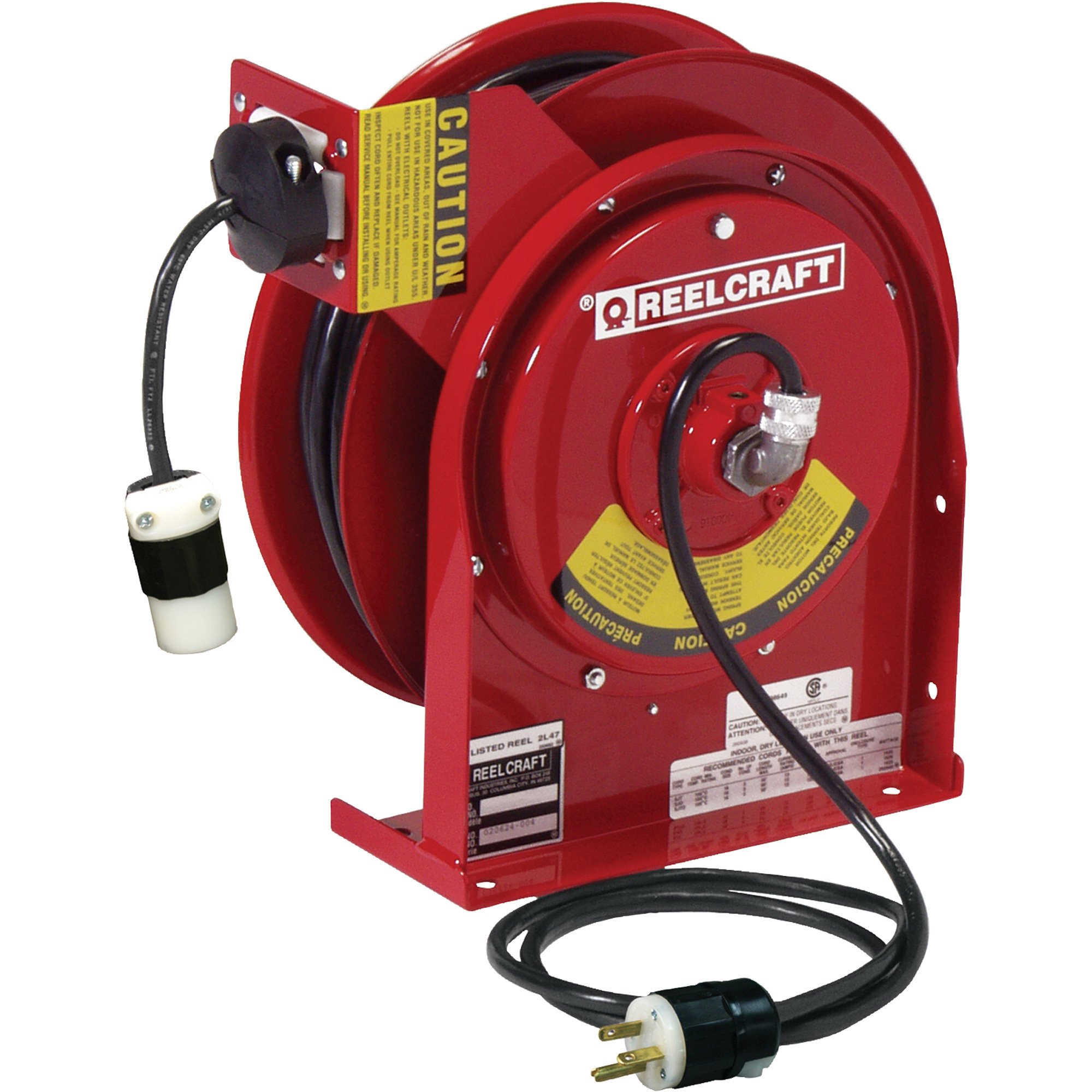 Reelcraft Retractable Cord Reel with Outlet — 45ft., 12/3, 20 Amps, Model#  L 4545 123 3A