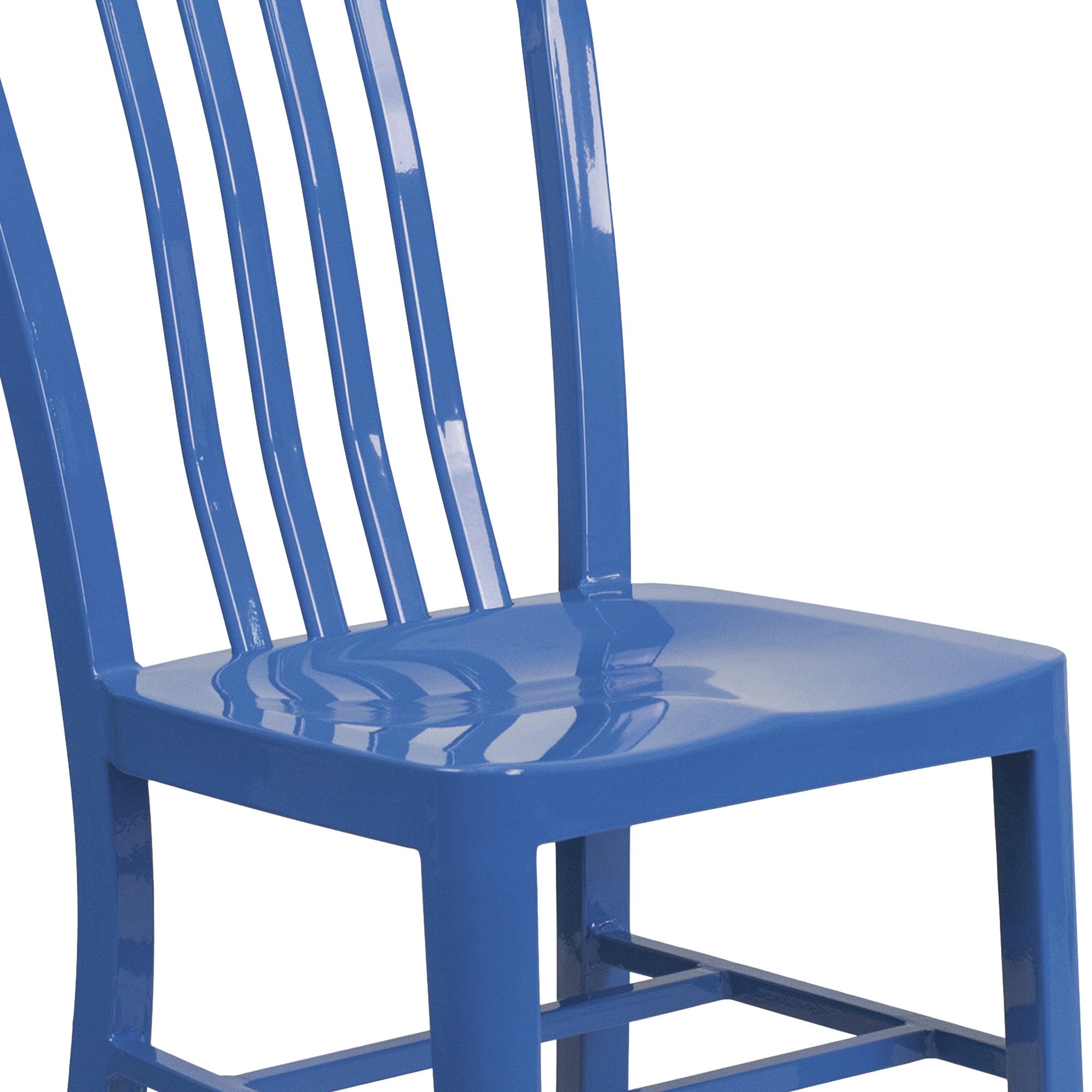 Flash Furniture IndustrialStyle Indoor/Outdoor Metal Chair — Blue, 500Lb. Weight Capacity