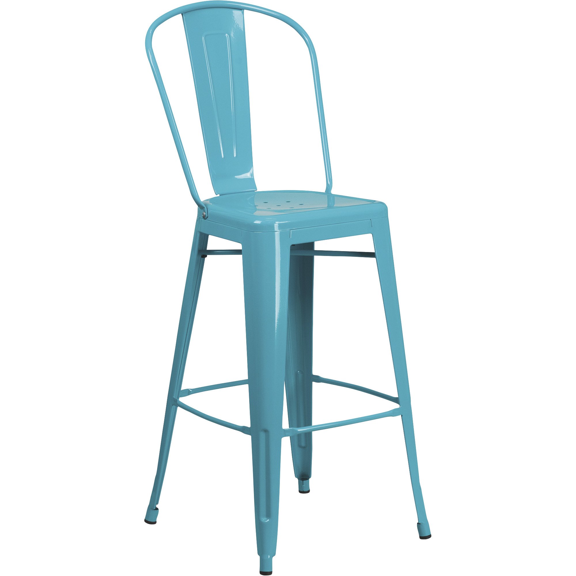 Flash Furniture Metal High Back Bistro Counter Stool Teal 500