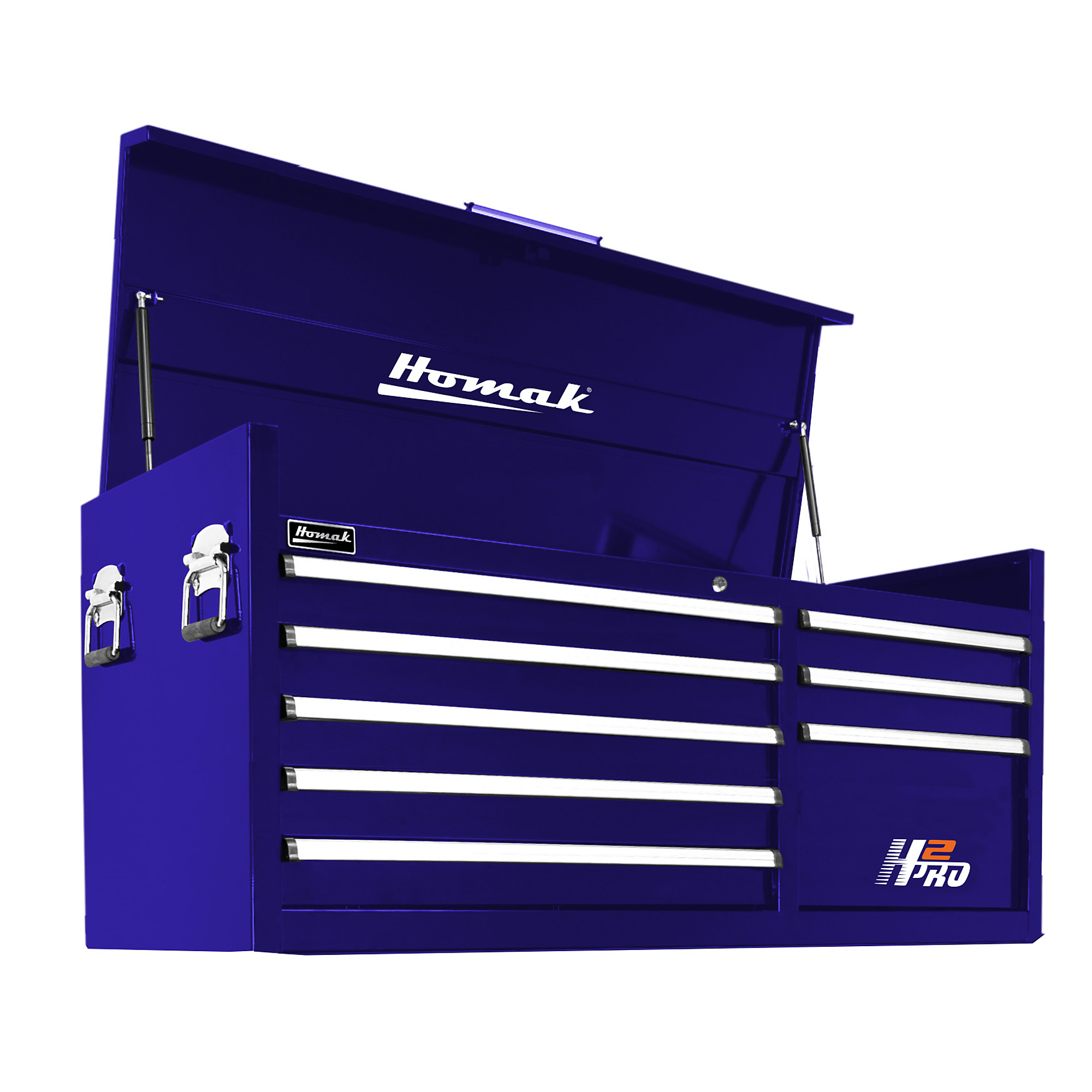 Homak 56in. H2Pro 8-Drawer Top Tool Chest, 14,949 Cu. In. of Storage,  55.75in.W x 21.75in.D x 24in.H, Blue, Model# BL02056072