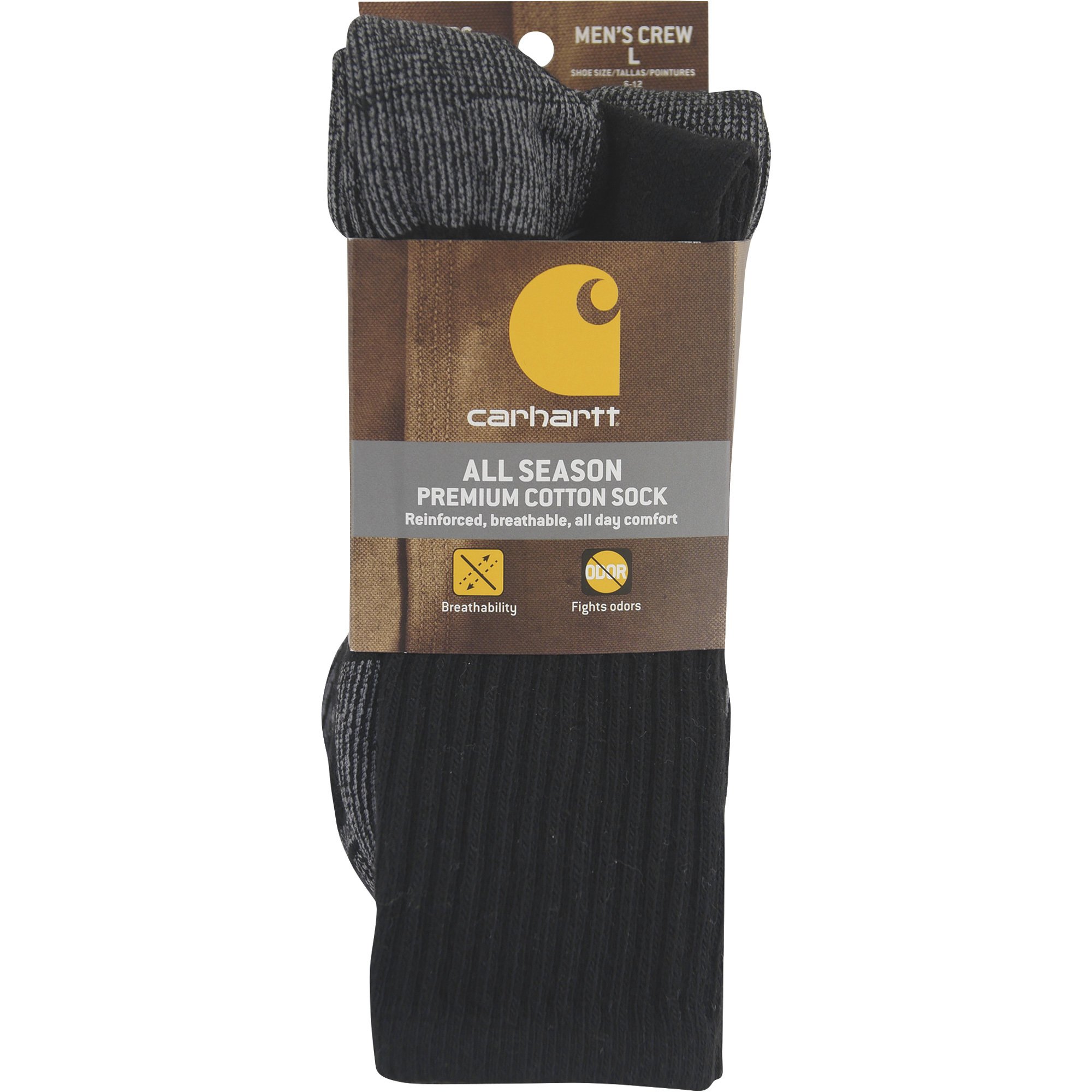 Carhartt Men's All-Season Cotton Crew Work Socks — 3 Pairs, Model# A62 ...