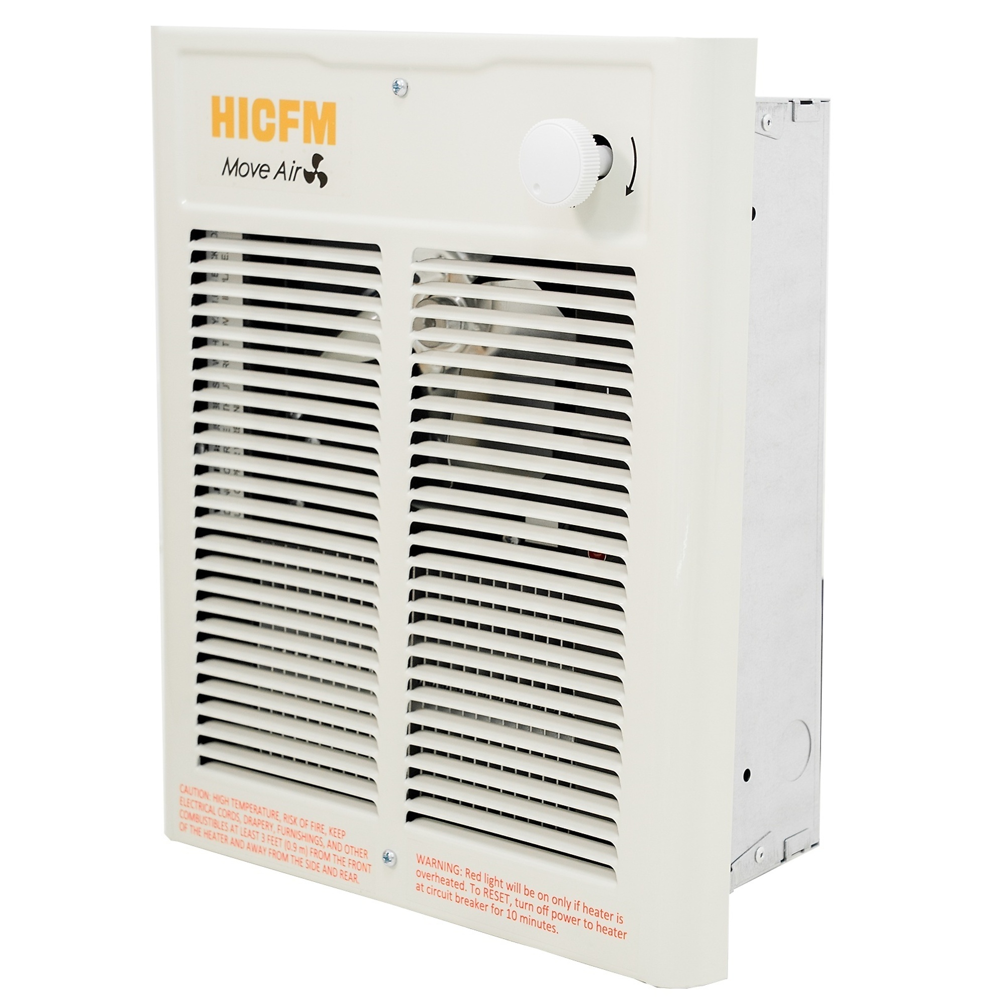 EdenDirect 1500W Electric Wall Heater, 120V, Fan-Forced, 5,120 BTU, Built-In Thermostat, 9-1/4in W x 11-1/8in H Cutout