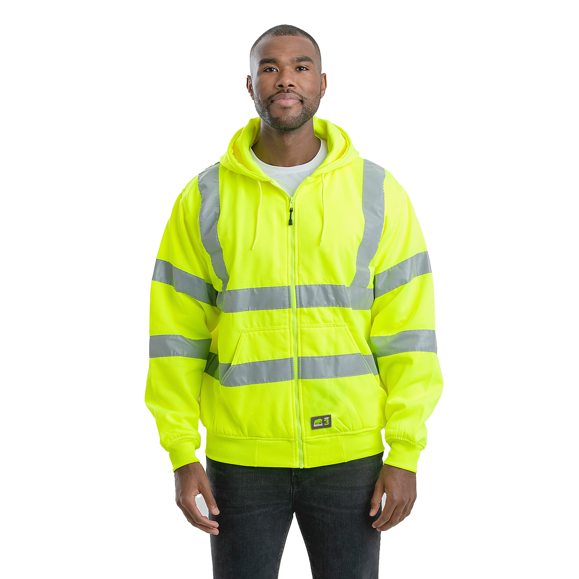 Berne Men's Class 3 High Visibility Hooded Sweatshirt