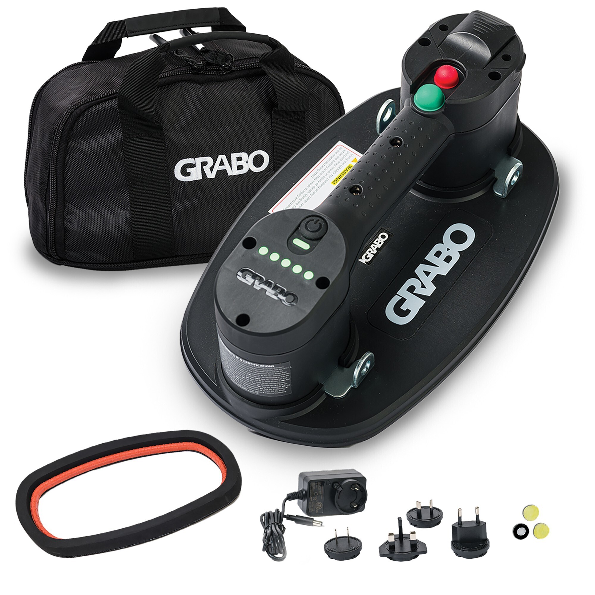 GRABO V2 Cordless Vacuum Suction Gripster Kit, Ergonomic Handle, LED Battery Indicators, One Battery and One Seal, GV2-1B-FB-1S