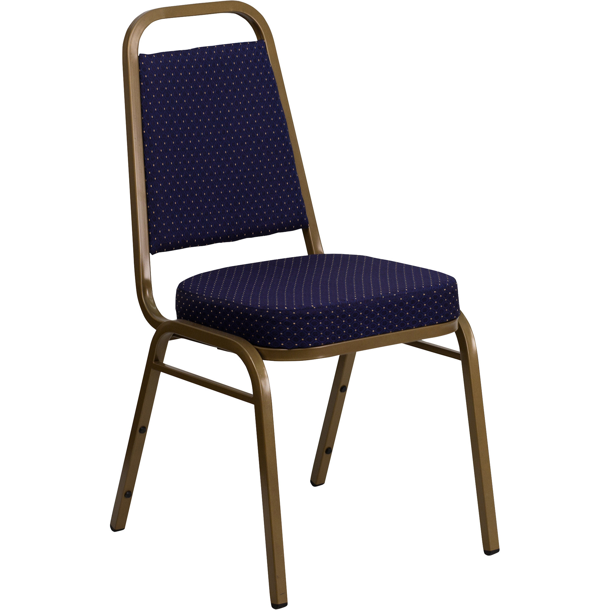 Flash Furniture Trapezoid Back Fabric Banquet Chair, Navy Pattern w/Gold Frame, Model# FDBHF1AG0849