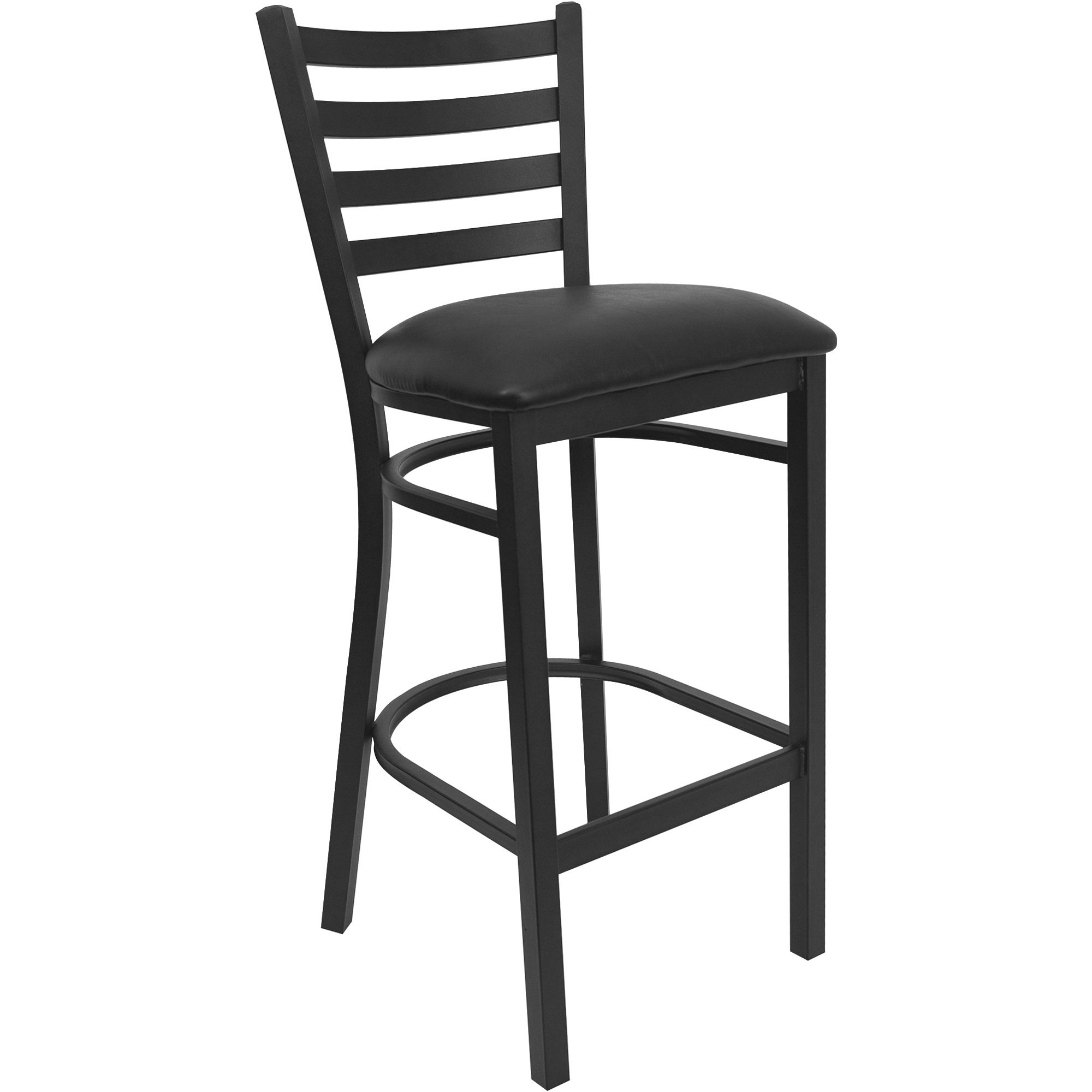 Flash Furniture Metal Stool with Ladder Back/Padded Seat — Black