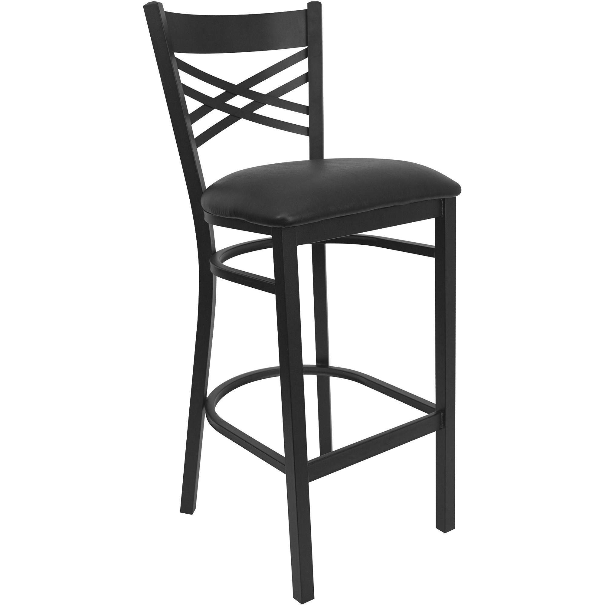 Flash Furniture Black X-Back Metal Barstool, Black Vinyl Seat, 500-Lb. Capacity, Model# XU6FOBXBARBKV
