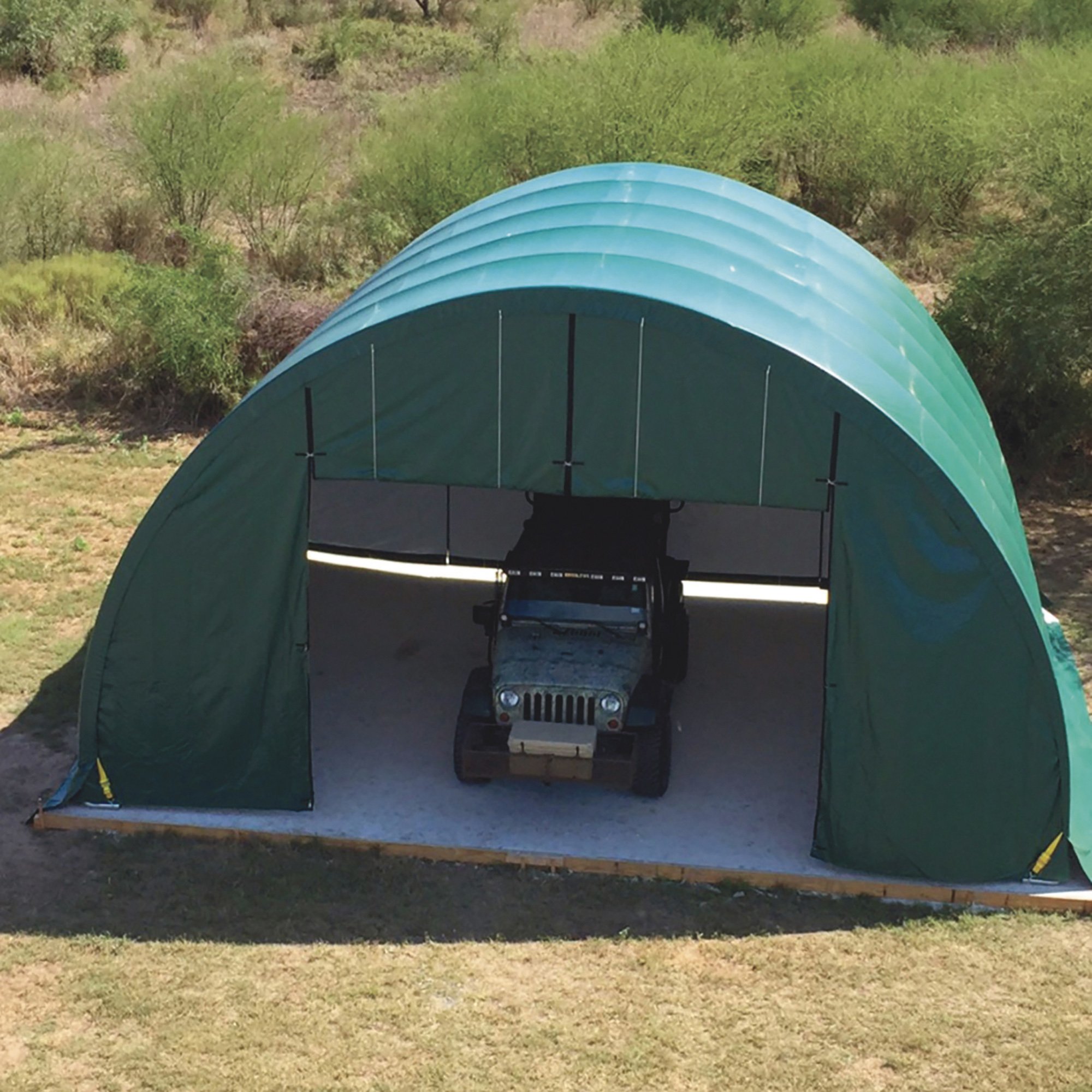 Sheltertech Heavy-Duty Single Pipe Custom Steel Structures – 14ft. Wide