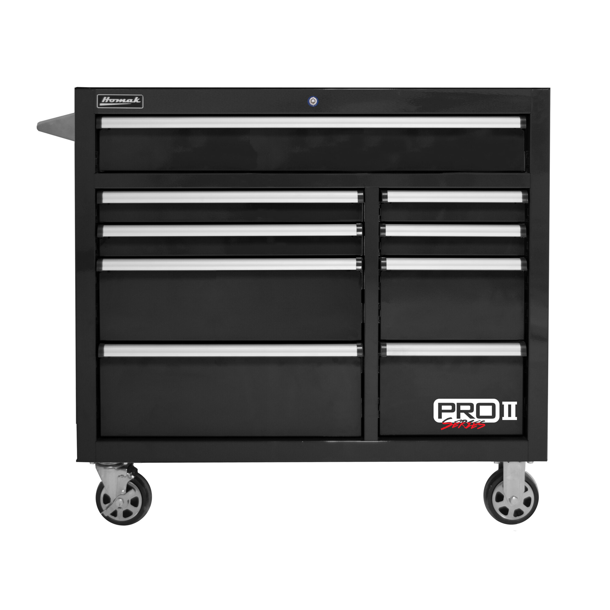 Homak 41in. Pro II 9-Drawer Rolling Tool Cabinet, 18,008 Cu. In. of Storage, 41in.W x 24.5in.D x 39in.H, Black, Model# BK04041092