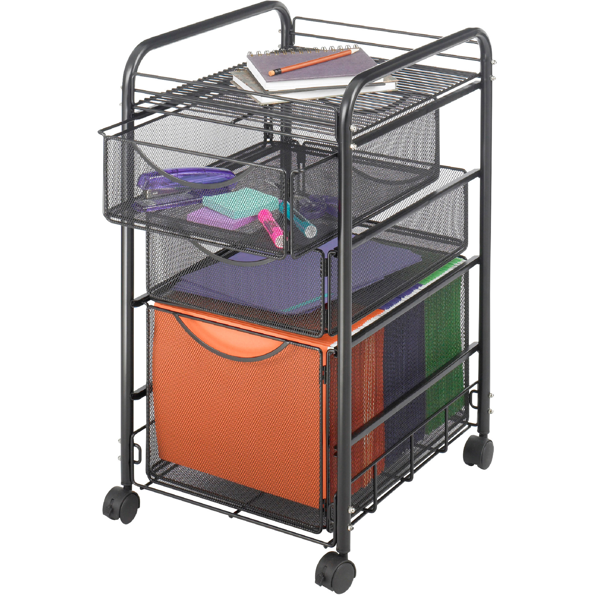 Safco Onyx(tm) Mesh File Cart, Black, 15 3/4in.W x 17in.D