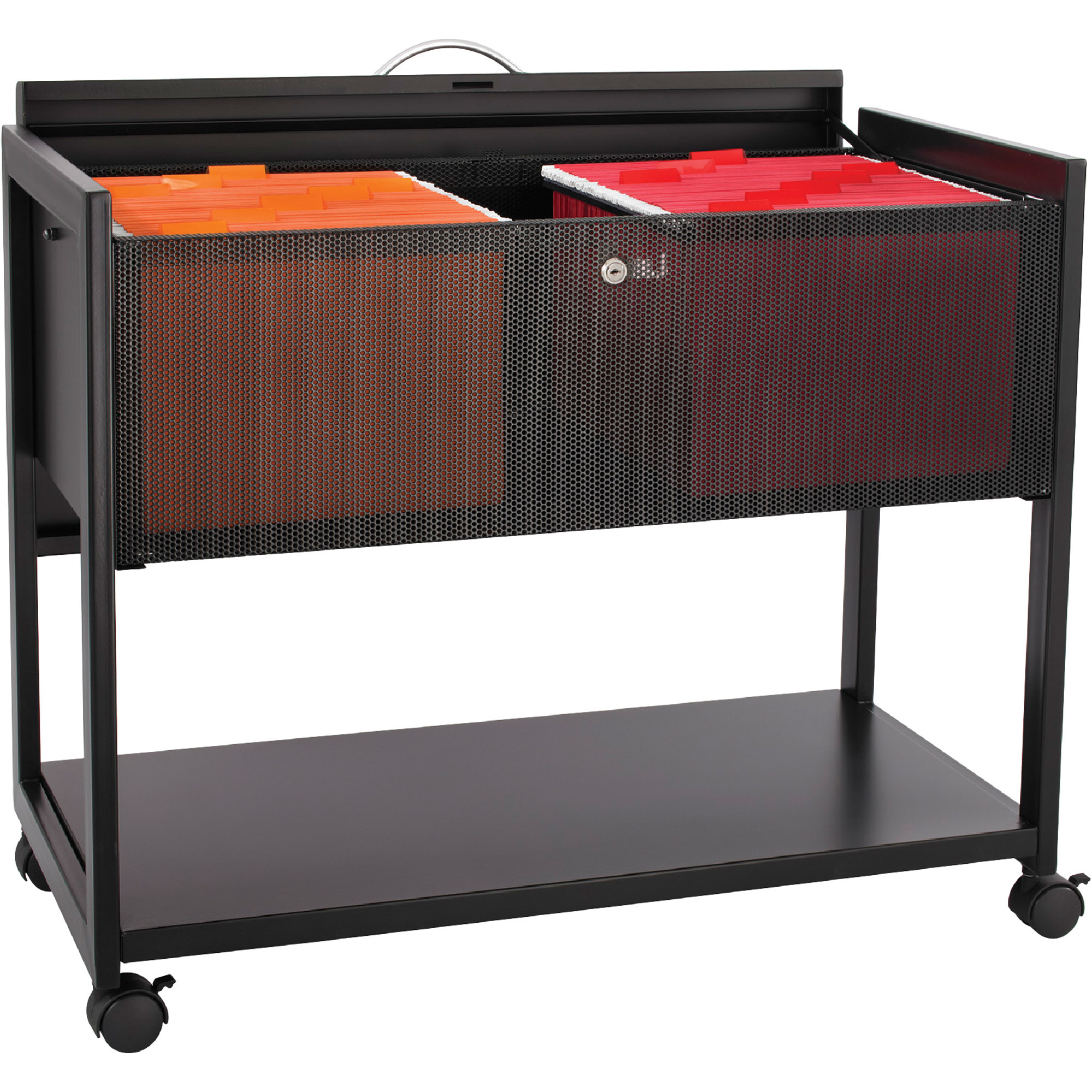 Safco Mobile Steel File Cart with Locking Top, Black, 33 1/4in.W x 17in.D