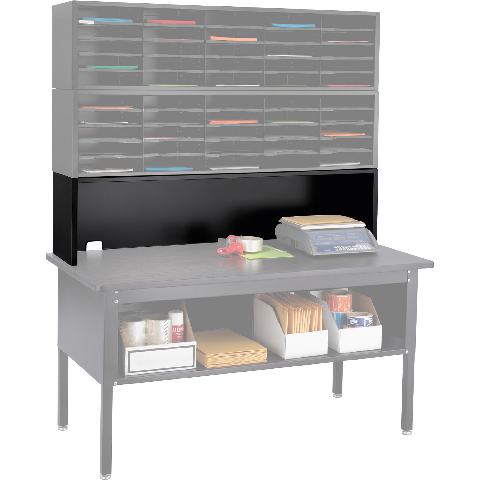 Safco E-Z Sort Riser, Black, 13in.L x 57 1/2in.W x 14in.H, Model# 7752BL