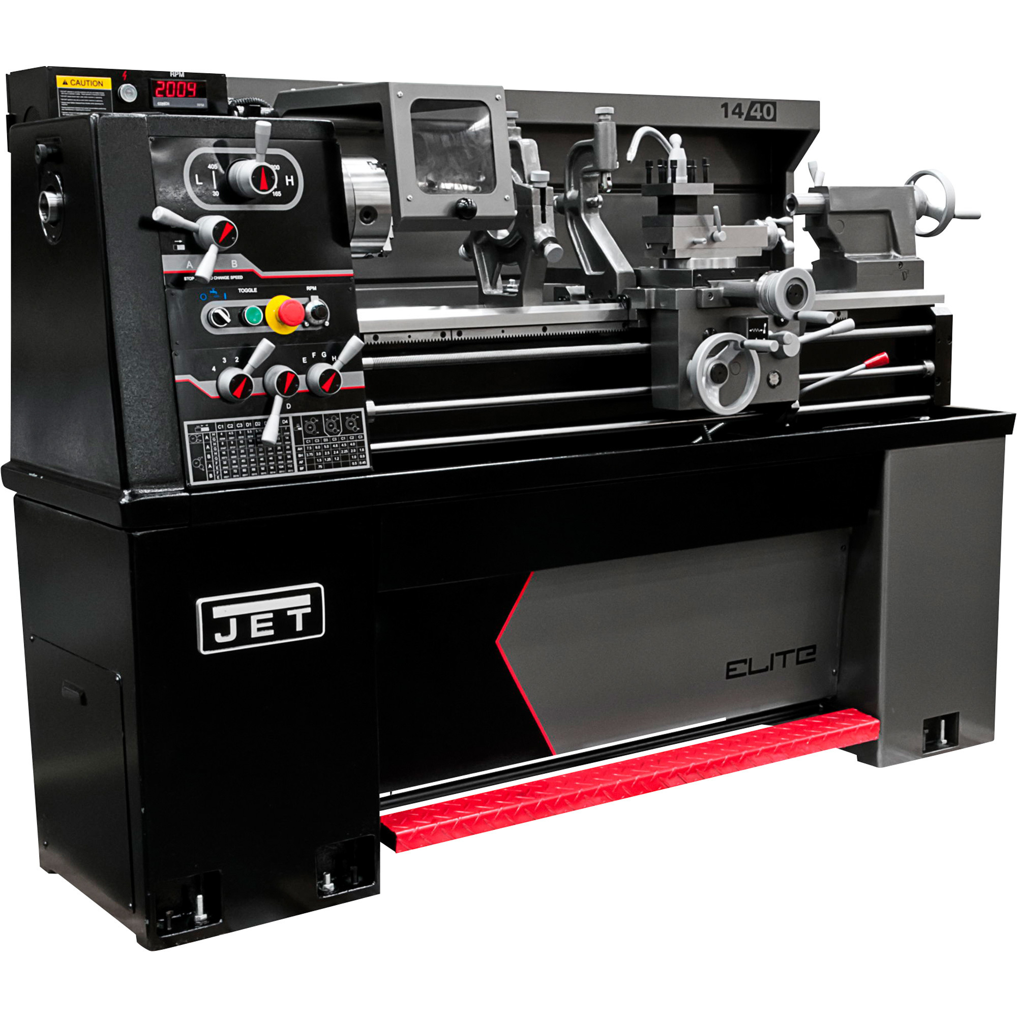 JET Elite Metal Lathe with ACU-RITE 203 DRO, Taper Attachment and Collet Closer, 13in. x 40in., E-1340VS W/ 303 W/ TAK & CC
