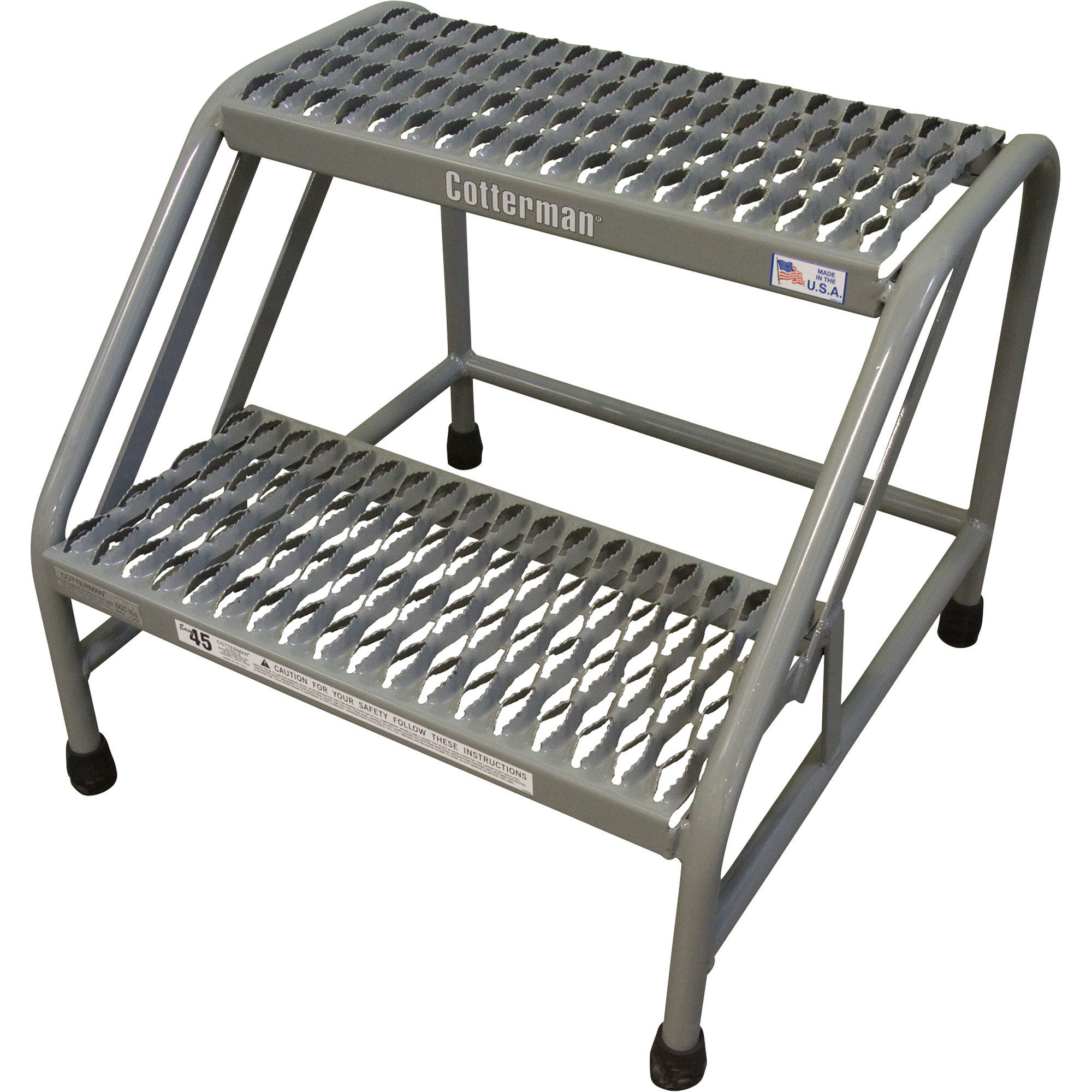 Cotterman Steel Step Stand, 2 Steps, 500-Lb. Capacity, 20in.H