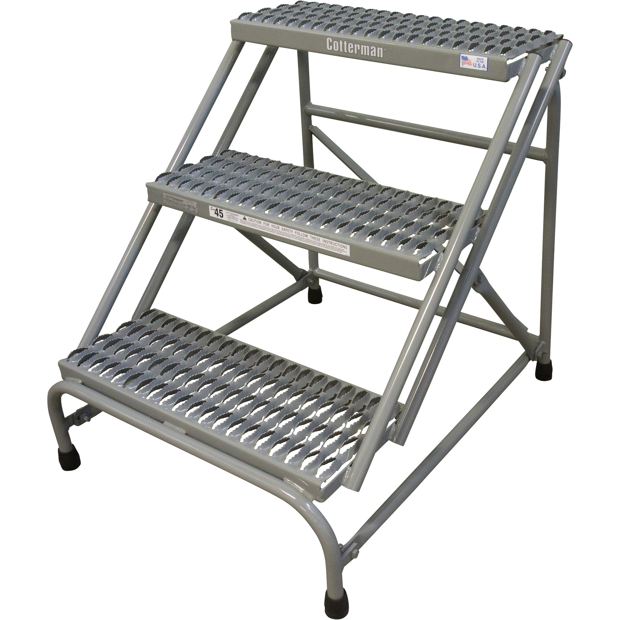 Cotterman Steel Step Stand — 3 Steps, 500-Lb. Capacity, 30in.H