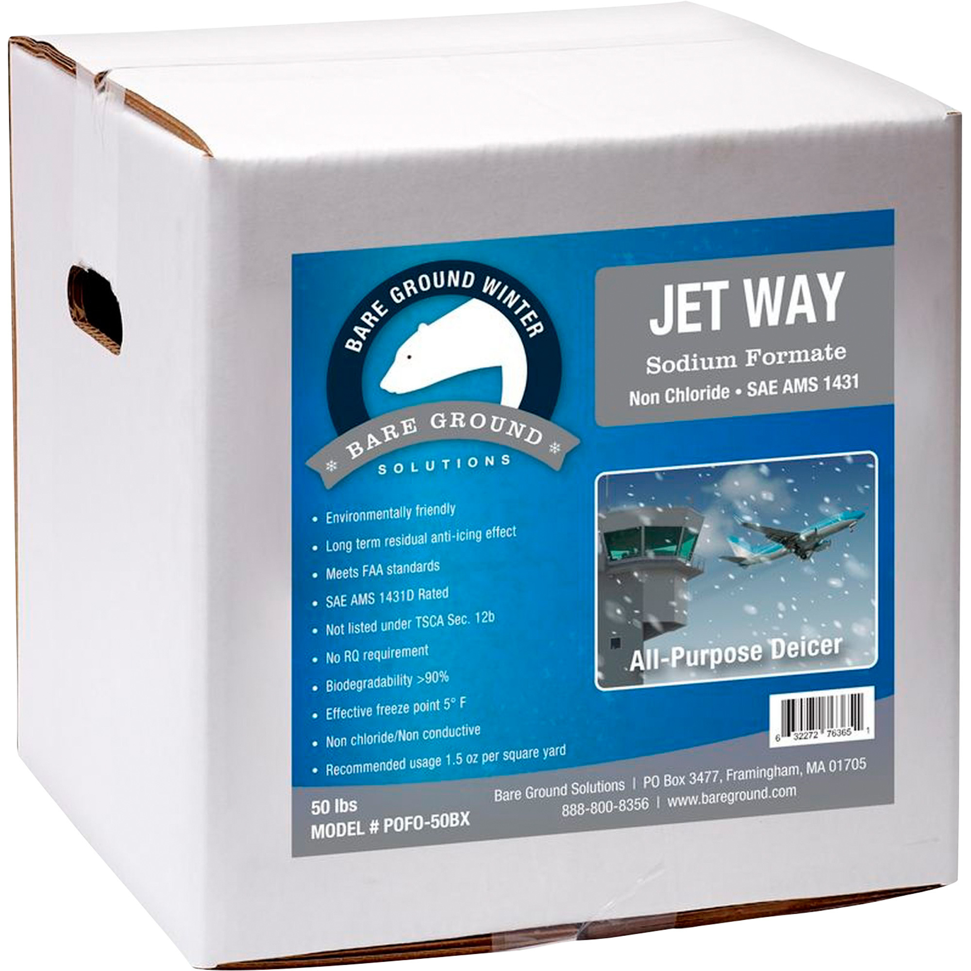 Bare Ground Jet Way Sodium Formate Granular Deicer, 50-Lb. Box, Model# SoFo-50BX
