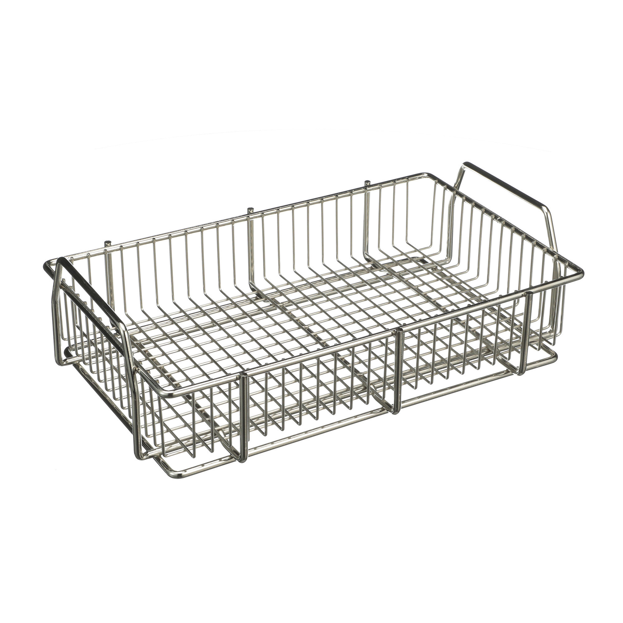 Marlin Steel Material Handling Conveyor Basket with Handles, Nickel-Plated, 19in.L x 12.54in.W x 3.4in.H