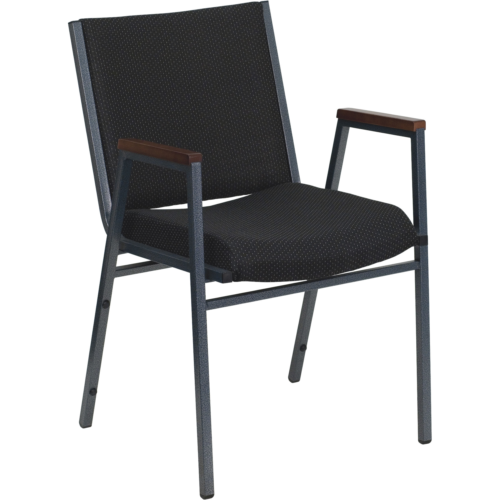 Flash Furniture Multipurpose Stacking Armchair, Black Dot Fabric Upholstery/Silver Vein Frame, 550-Lb. Capacity, 21in.W x 21in.D x 31in.H, Model# XU60154BK