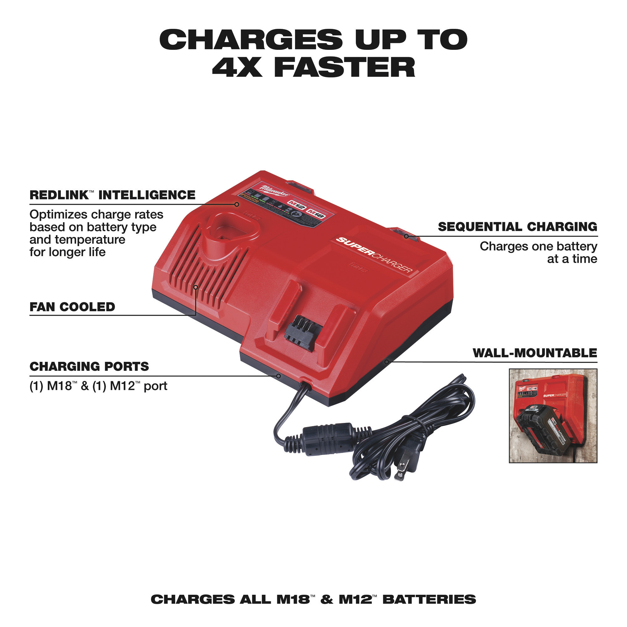 Milwaukee M12 & M18 Super Battery Charger Model# 48-59-1811 | Northern Tool