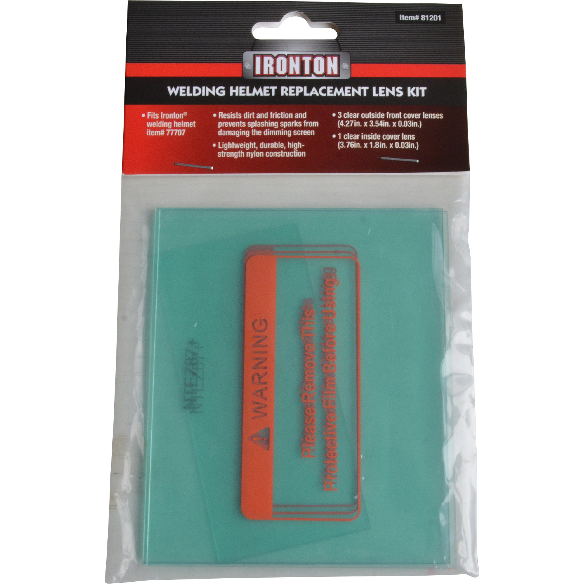 Ironton Welding Helmet Lenses, 4Pcs., Clear Northern Tool