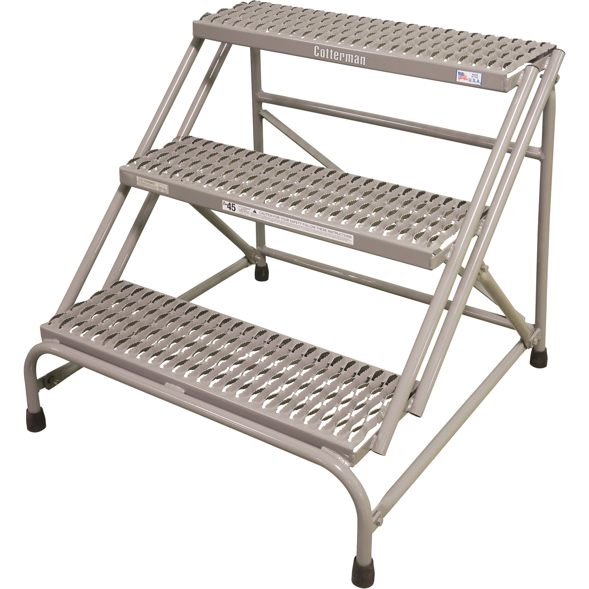 Cotterman Steel Step Stand — 3 Steps, 500-Lb. Capacity, 30in.H