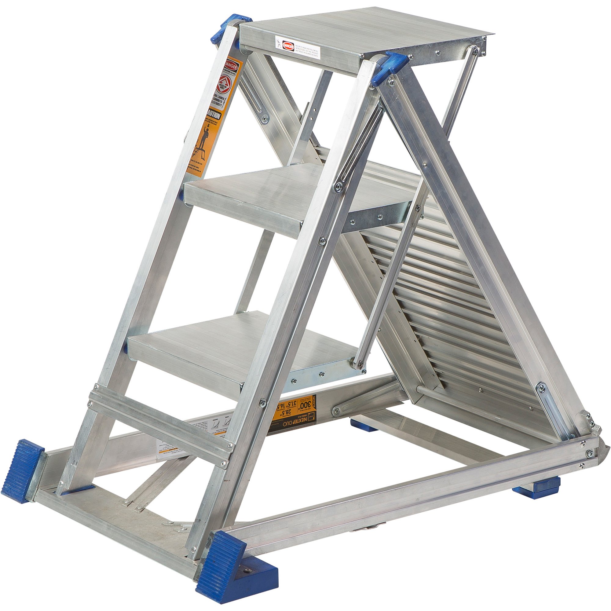 Nextep Duo Slim-Fold 28 1/2in.H Aluminum Step Stool/Work Platform — 16 ...