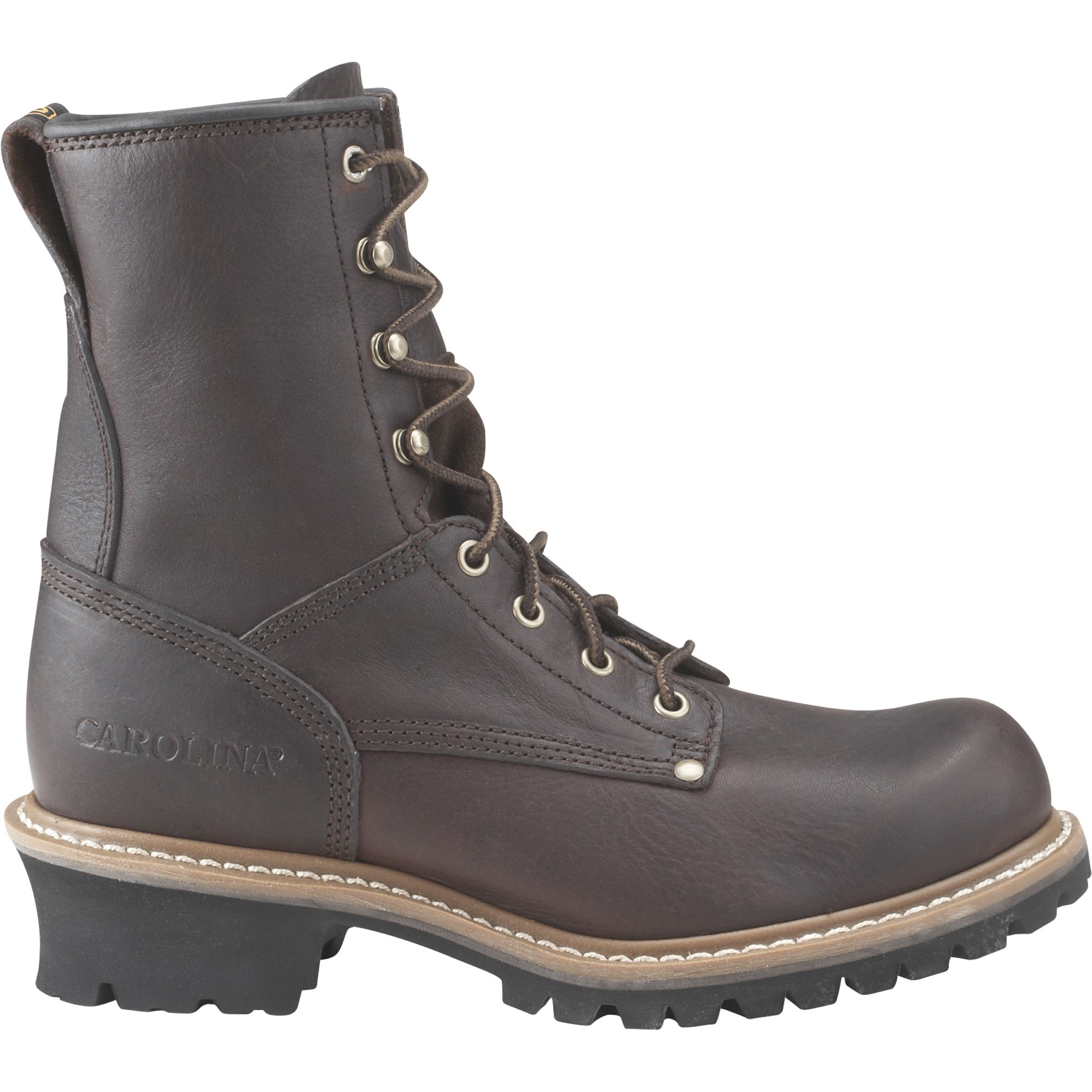 Carolina Elm #821 Leather Unlined Logger Work Boots Men\'s 13 D Brown Soft Toe Male Carolina Men main image 4