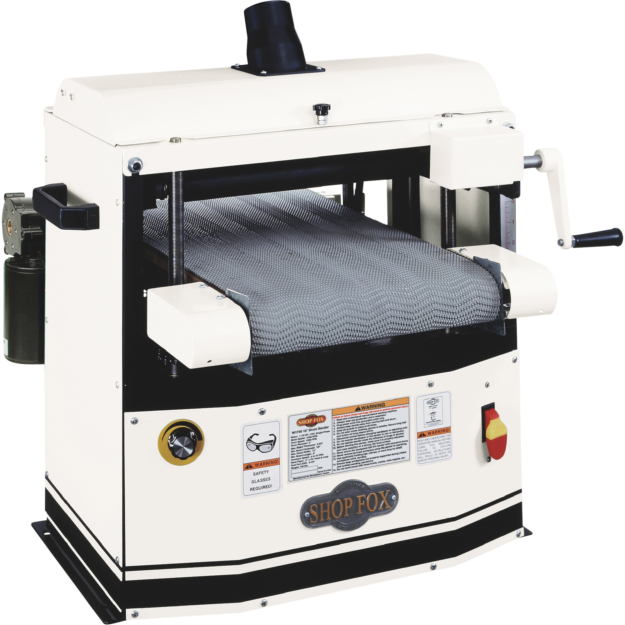 Shop Fox Benchtop Drum Sander - 12in. Width, 1 1/2 HP, Variable Feed Rates, Model# W1740