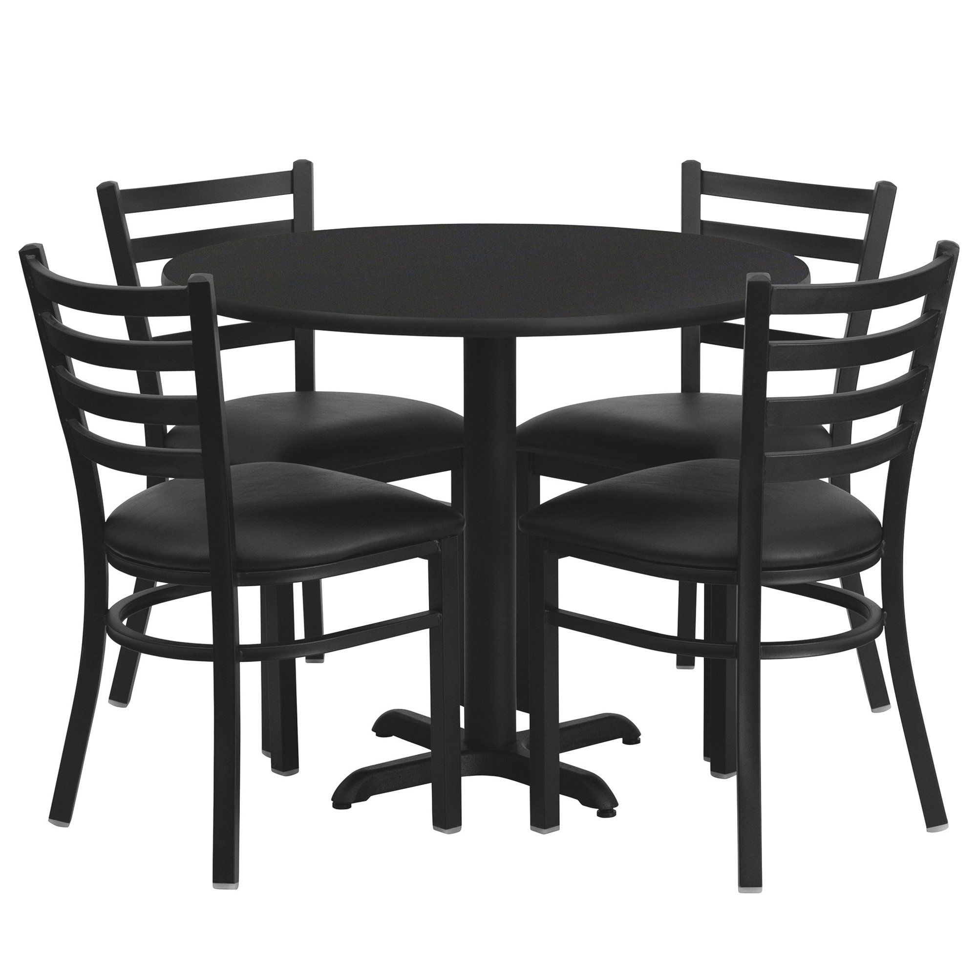 Flash Furniture 36in. Rd. Table and 4-Pc. Metal Ladder Back Chair Set ...