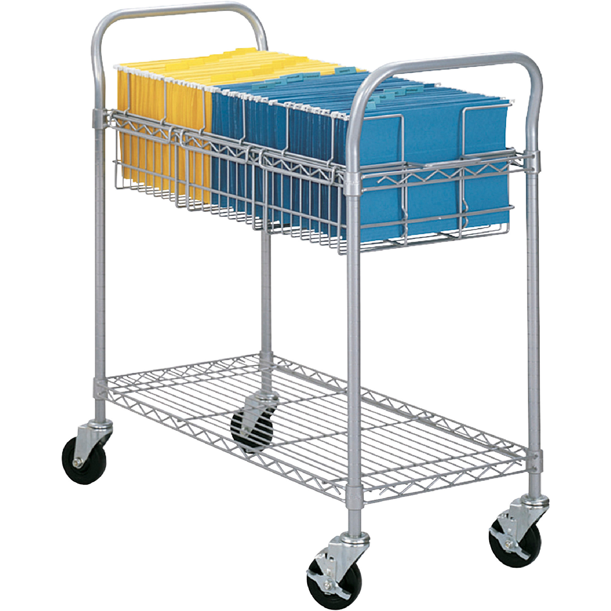 Safco Wire Mail Cart, Gray, 18 3/4in.L x 39in.W x 38 1/2in.H, 600-Lb. Capacity, Model# 5236GR