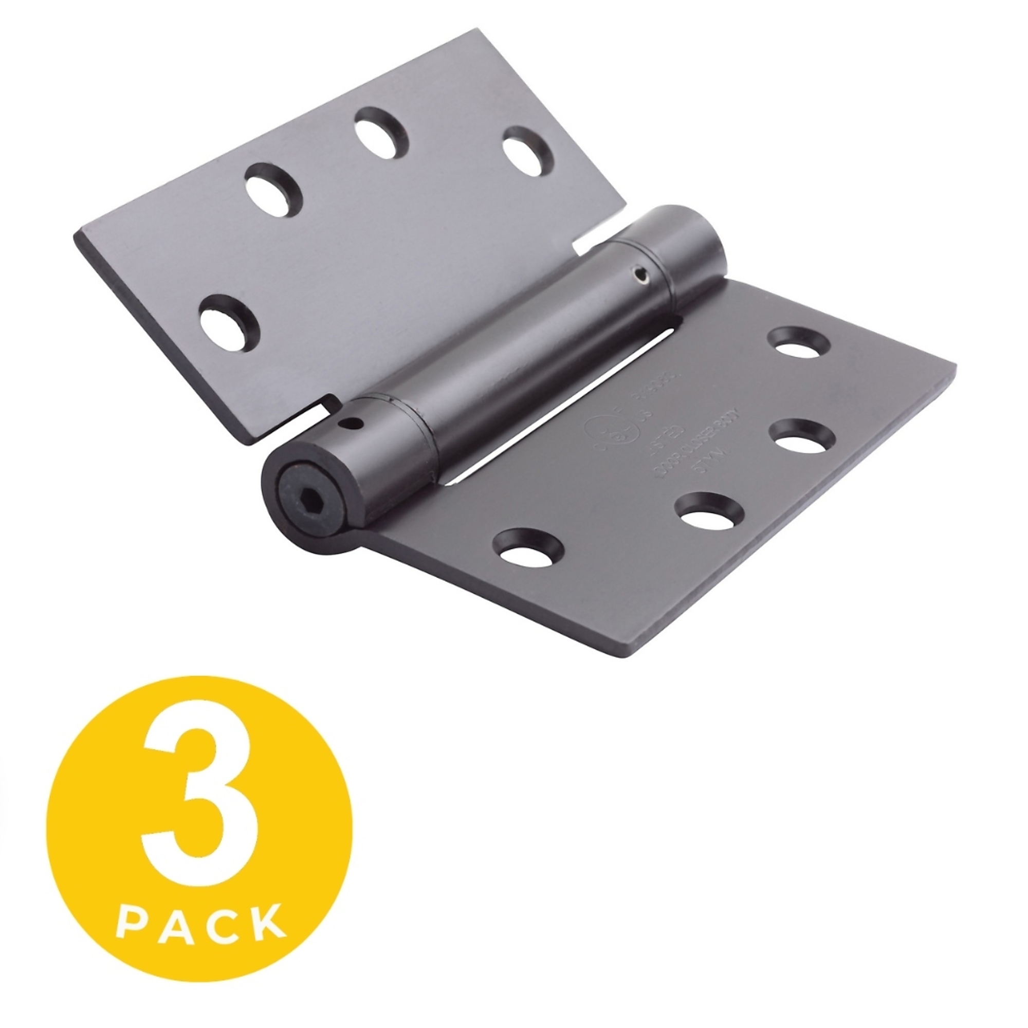 Global Door Controls Full Mortise Spring Hinge Set — 4.5in. x 4.5in., Oil Rubbed Bronze, Non-Removable Pin, 3 Pcs, Model# CPS4545-10B-3