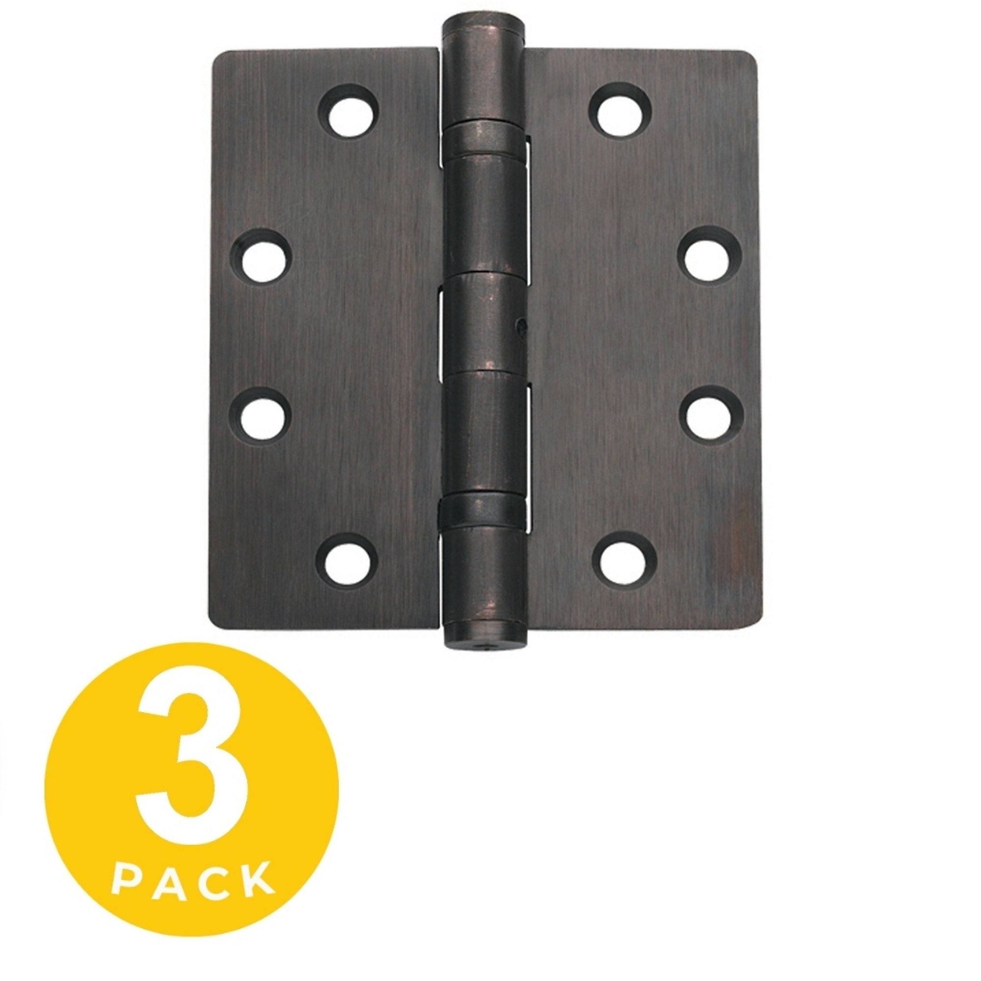 Global Door Controls Full Mortise Ball Bearing Hinge Set — 4.5in. x 4in., 5/32in. Radius, Oil Rubbed Bronze, Non-Removable Pin, 3 Pcs, Model# CS4540BBRNRP10B-3