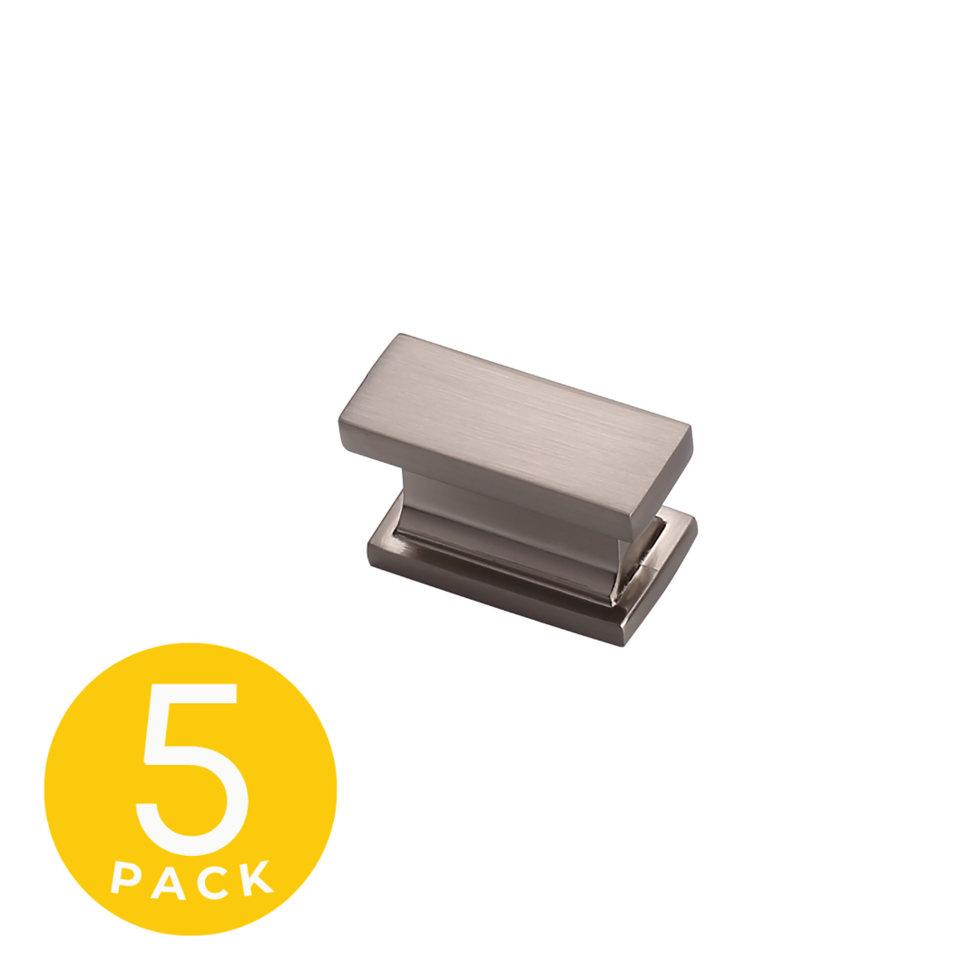 Sapphire Hexa Series Modern Brushed Satin Nickel Rectangle Cabinet Knob — 1in., 5-Pack, Model# SP-2891-51-BSN-5