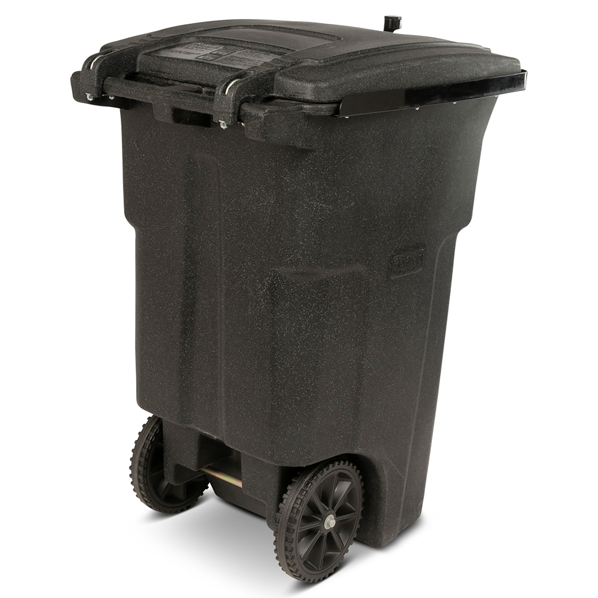 Toter 64 gallon black garbage can with wheels and lid 