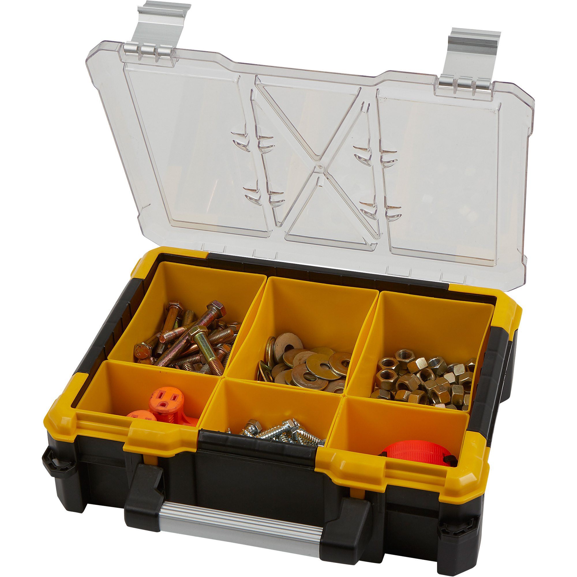 X-Space Plastic Storage Box With 6 Bins, 15in.W x 13 7/16in.D x 4 5 ...