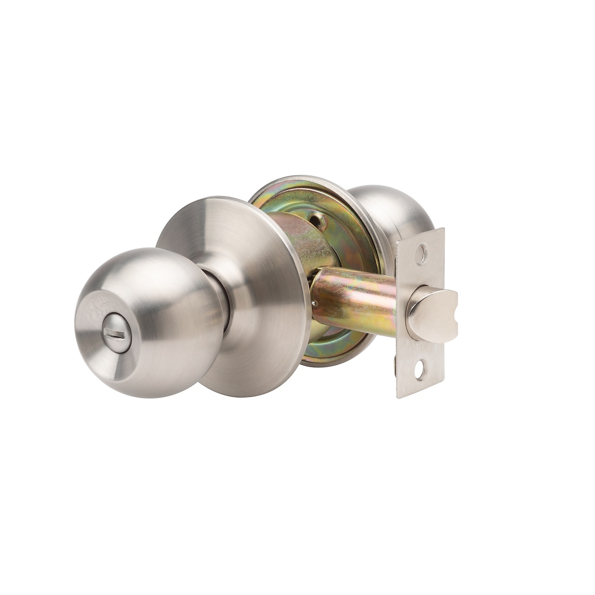 Trans Atlantic Global Door Controls Privacy Door Knob with Lock — Brushed Chrome, Grade 3, ANSI A117.1 Certified, Model# GLC-5140B-626