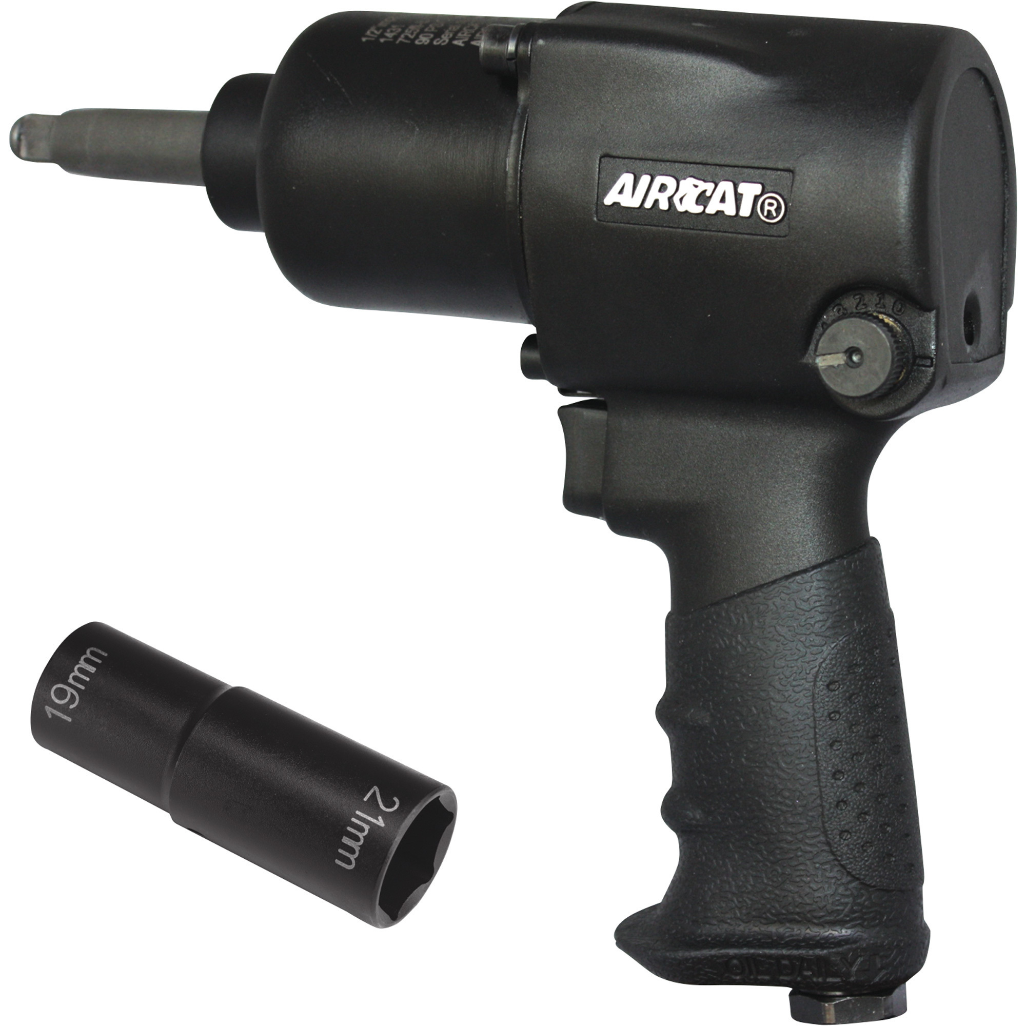 AIRCAT 1/2in. Air Impact Wrench with 2in. Extended Anvil, 800ft./lbs. Torque, Model# 1431-2