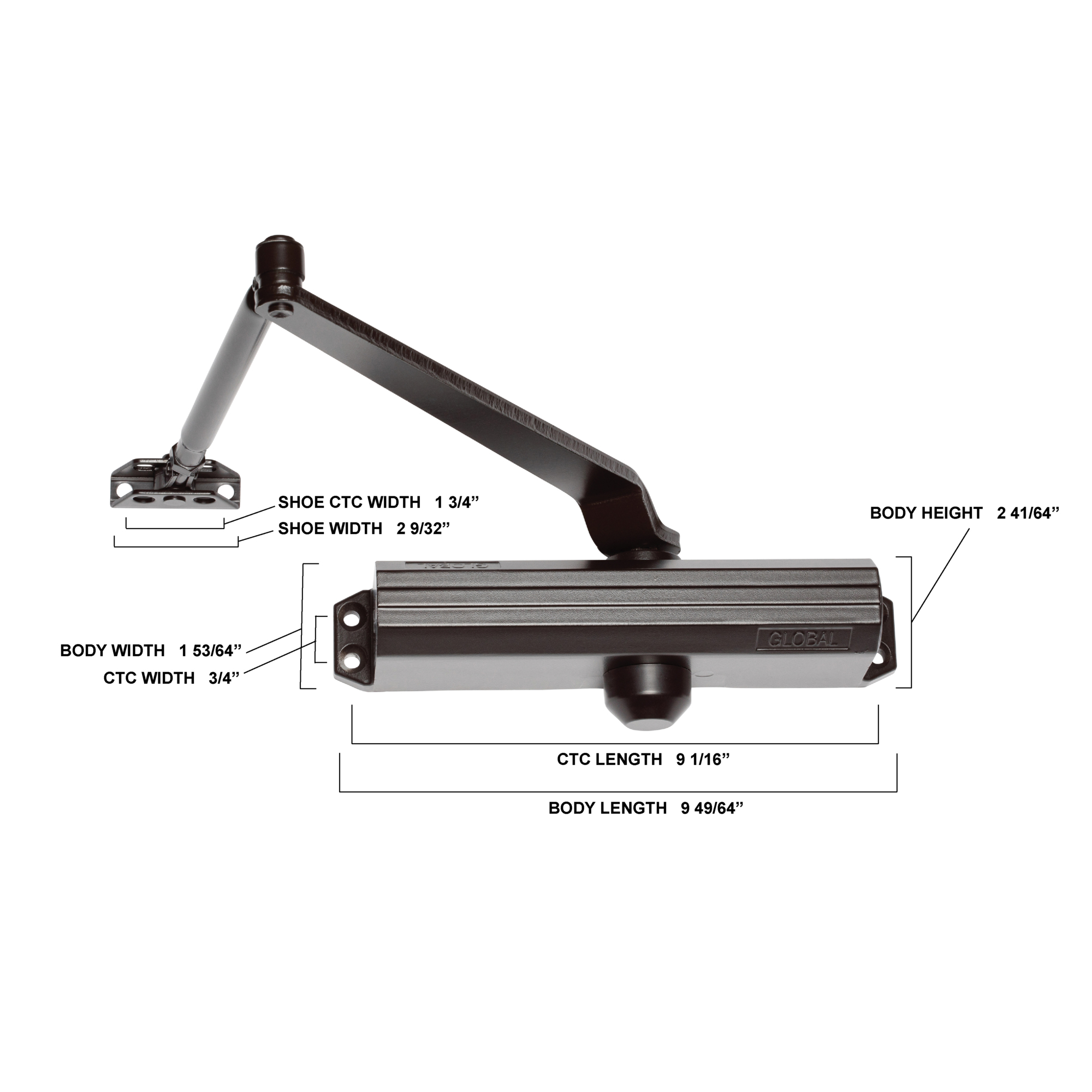Global Door Controls Commercial ADA Grade 1 Door Closer With Adjustable