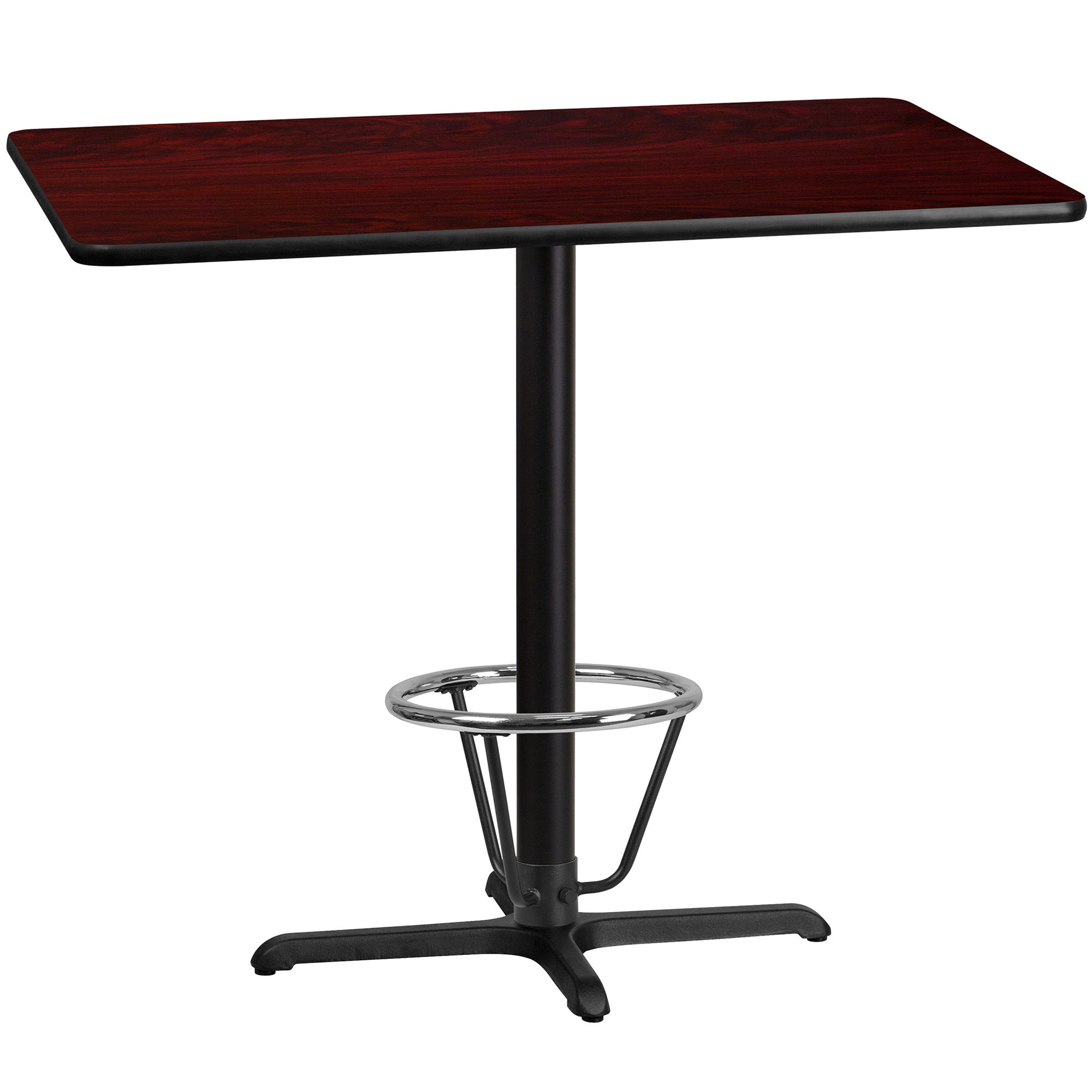 Flash Furniture 48in.L x 30in.W Bar Height Metal Table with X-Base, Mahogany/Black Reversible Laminate Top, Model# XUMA3048T230B3F